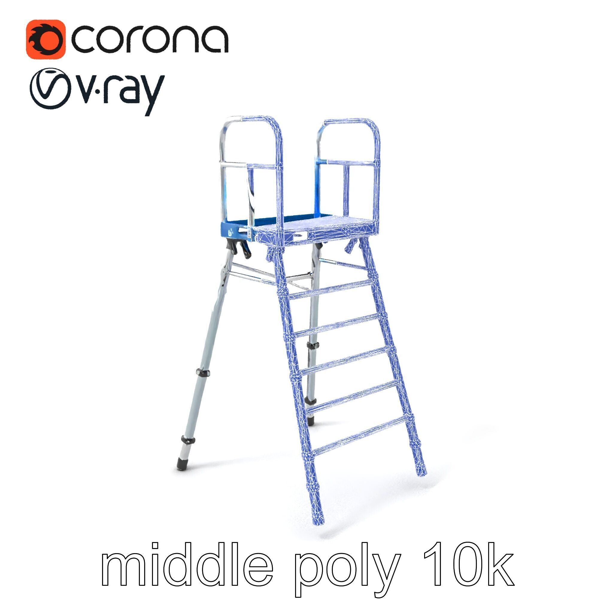 Versatile Scaffold Ladder 3D Model Pack with Ergonomic Design Low-poly 3D model_6