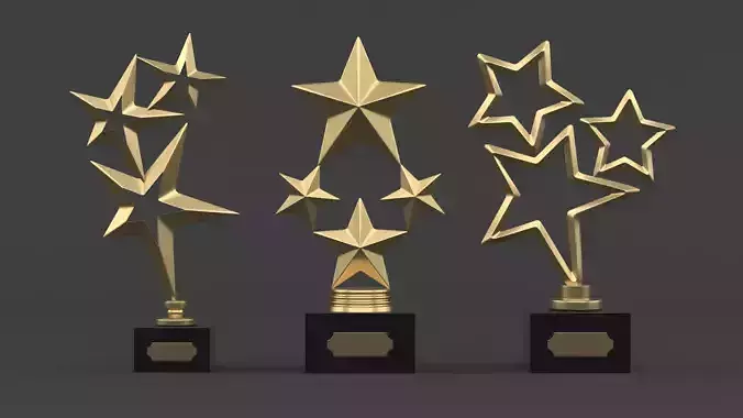Gold Trophy Cups 3D model