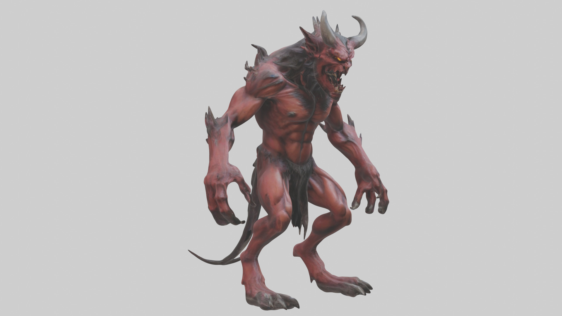 Howling demon model Low-poly 3D model_11