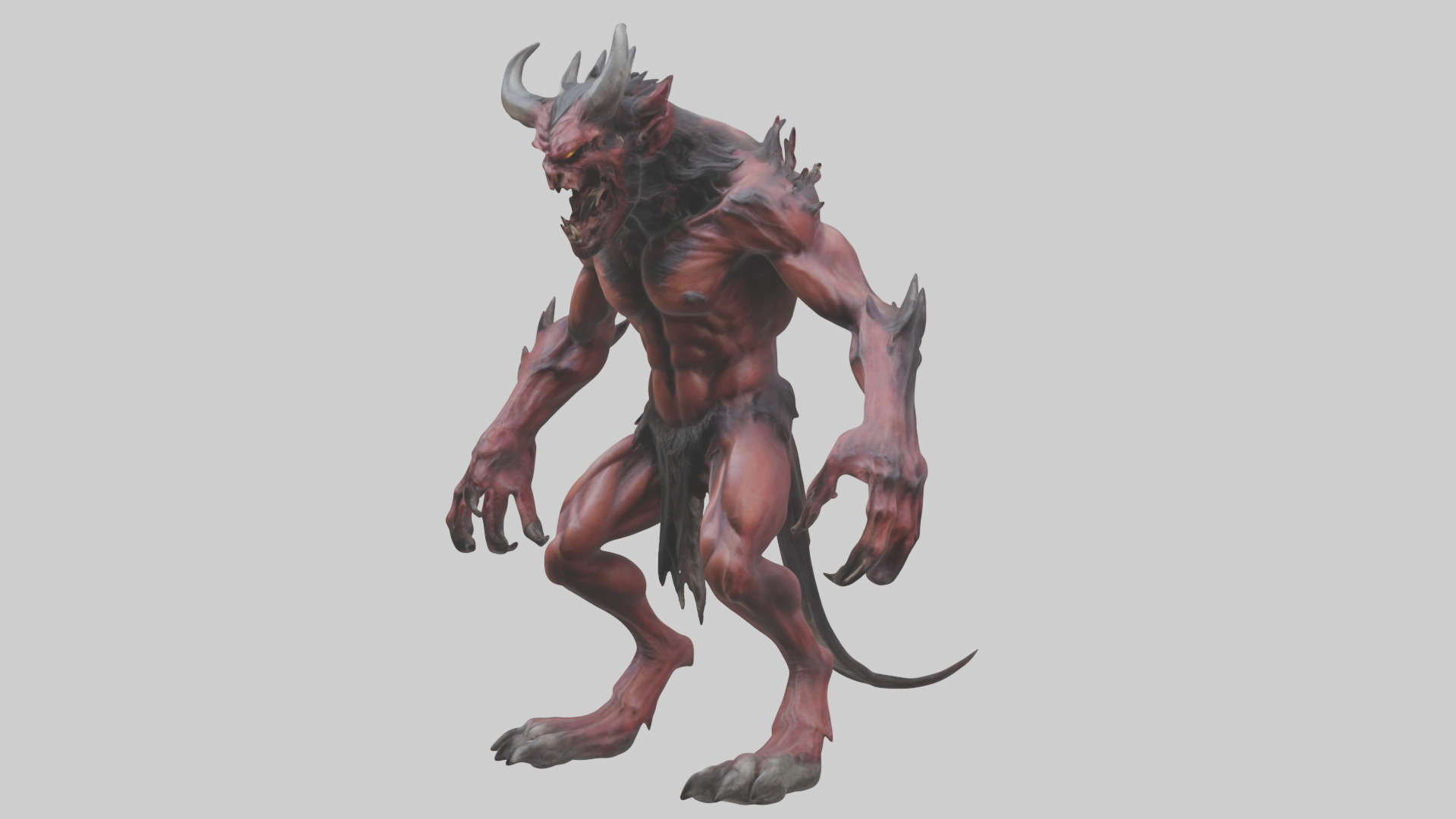 Howling demon model Low-poly 3D model_9