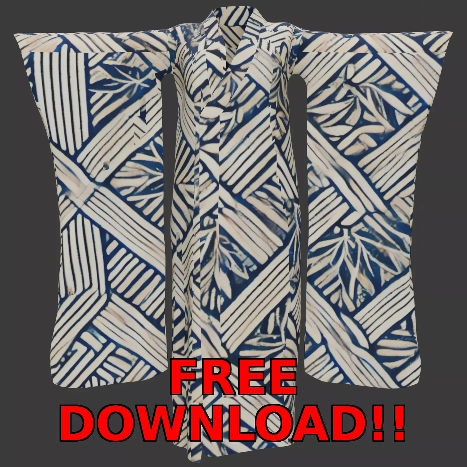 Free Japanese Kimono 3D Model with 10 Traditional Patterns Vol 2 Free 3D model_0