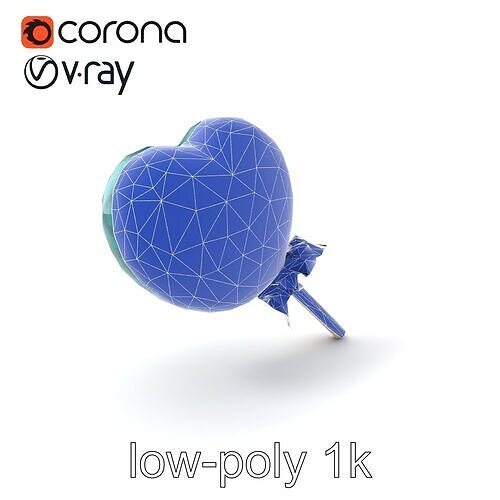 Teal Heart Lollipop Model Pack Low-poly 3D model 7