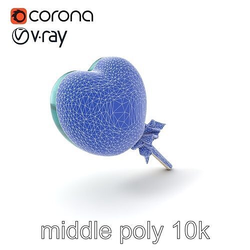 Teal Heart Lollipop Model Pack Low-poly 3D model 6