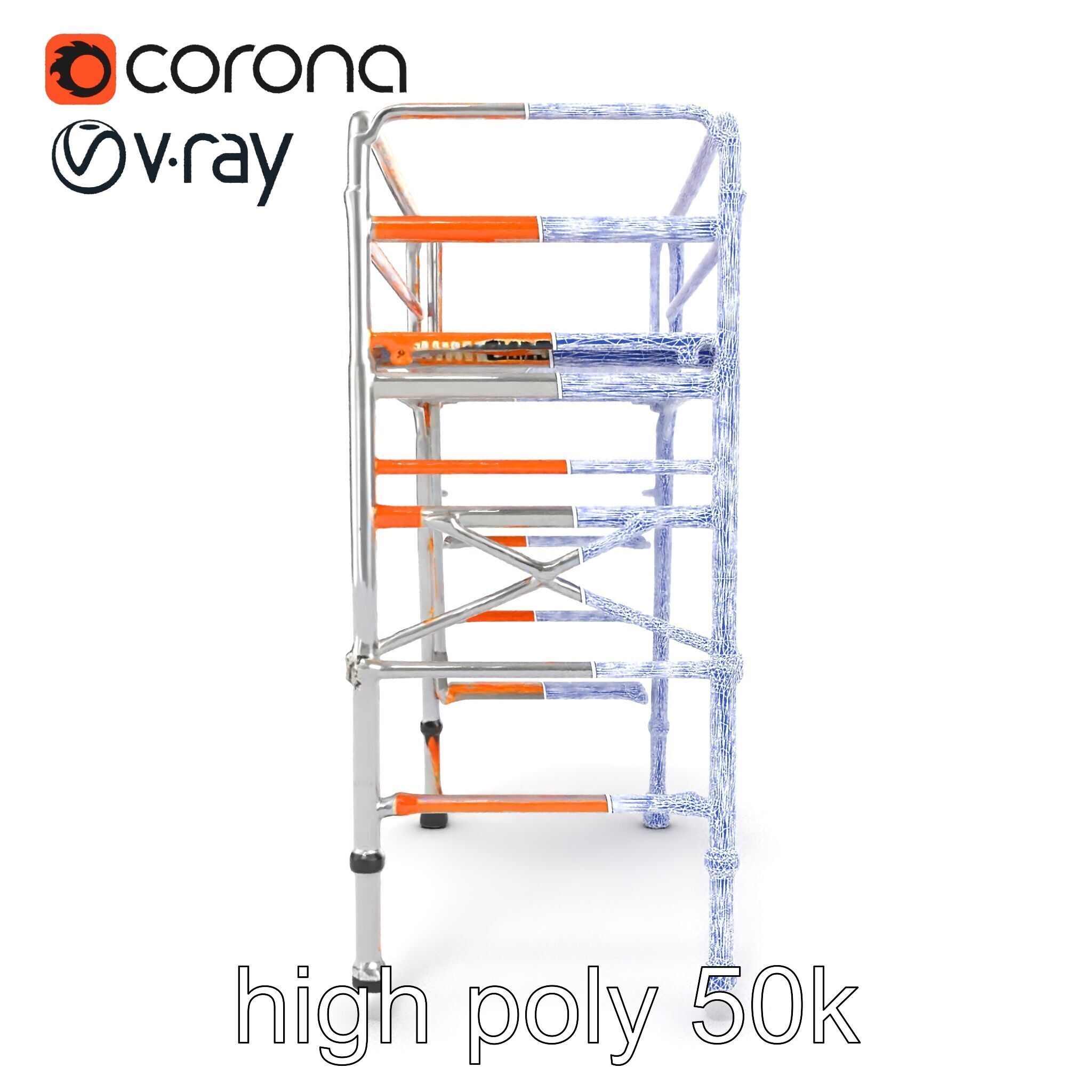 Professional Scaffold Ladder High-Load Capacity Anodized Allo... Low-poly 3D model_24