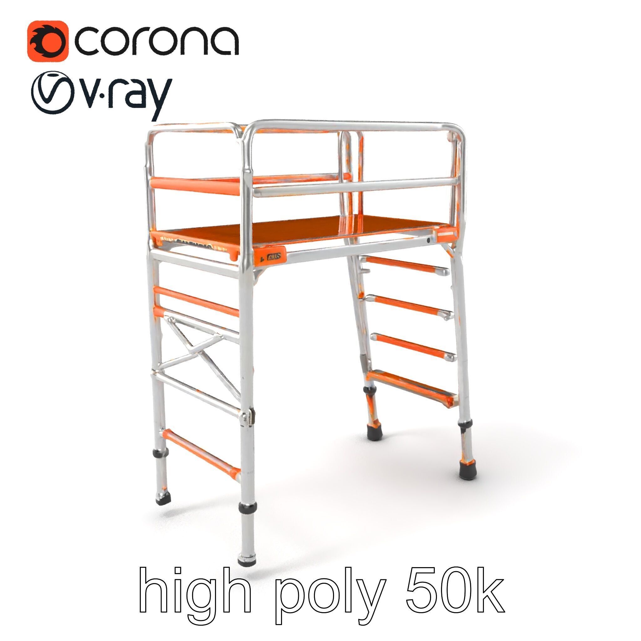 Professional Scaffold Ladder High-Load Capacity Anodized Allo... Low-poly 3D model_2