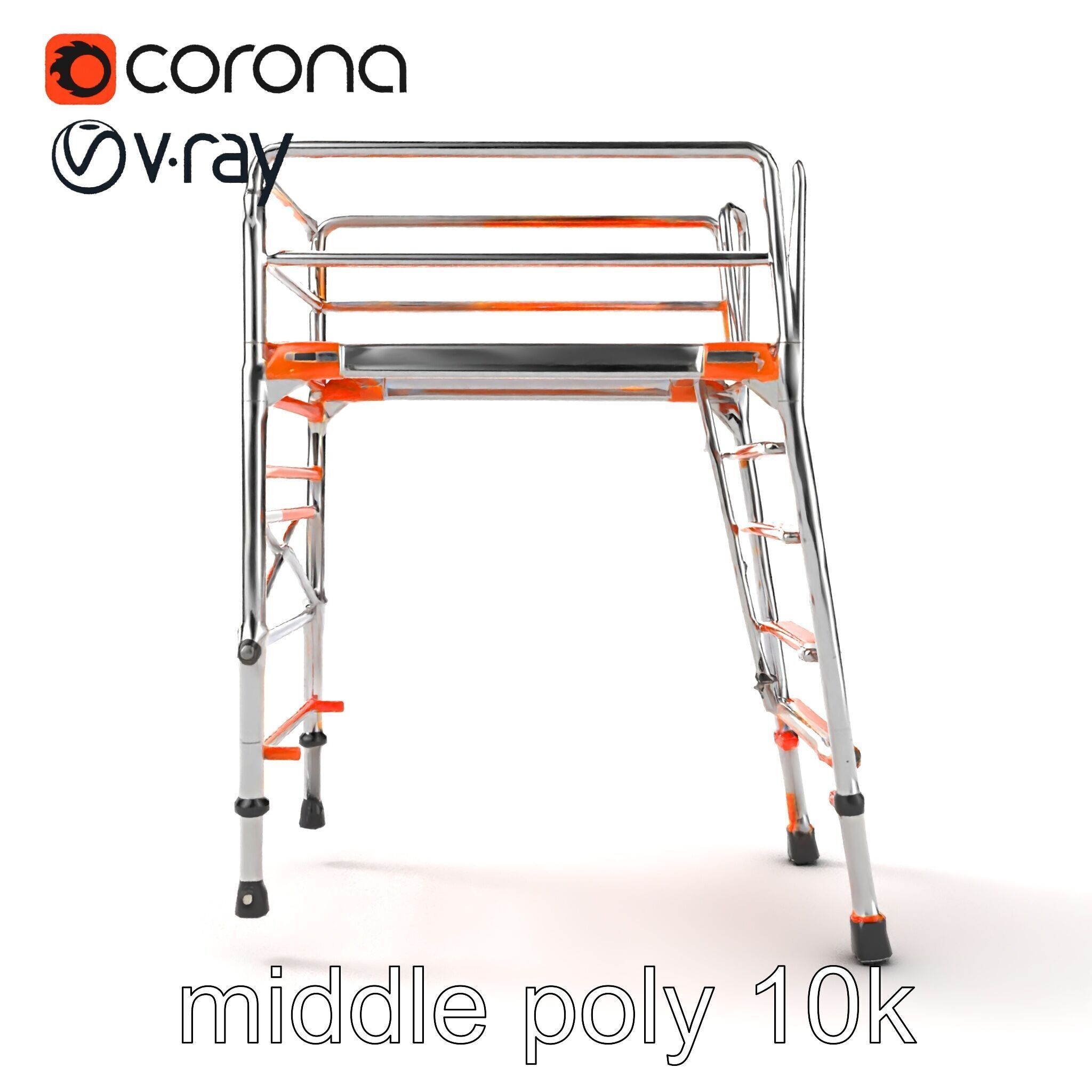 Professional Scaffold Ladder High-Load Capacity Anodized Allo... Low-poly 3D model_15