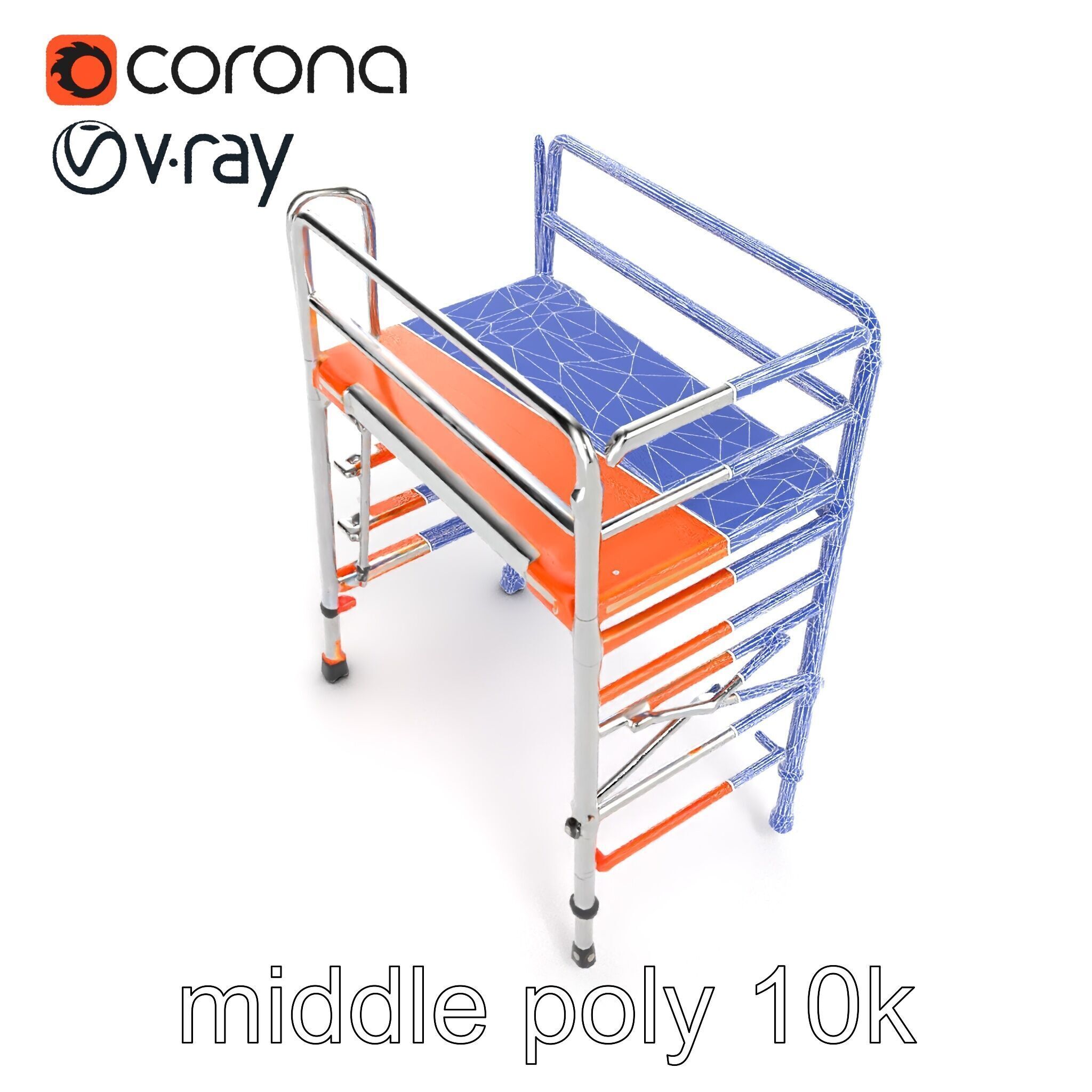 Professional Scaffold Ladder High-Load Capacity Anodized Allo... Low-poly 3D model_30