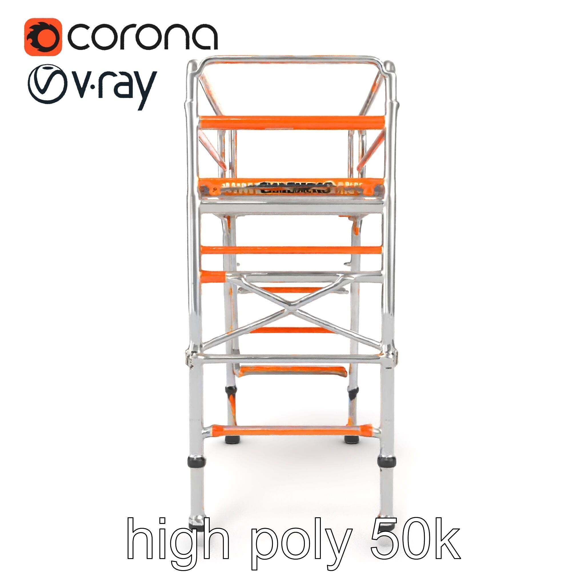 Professional Scaffold Ladder High-Load Capacity Anodized Allo... Low-poly 3D model_20