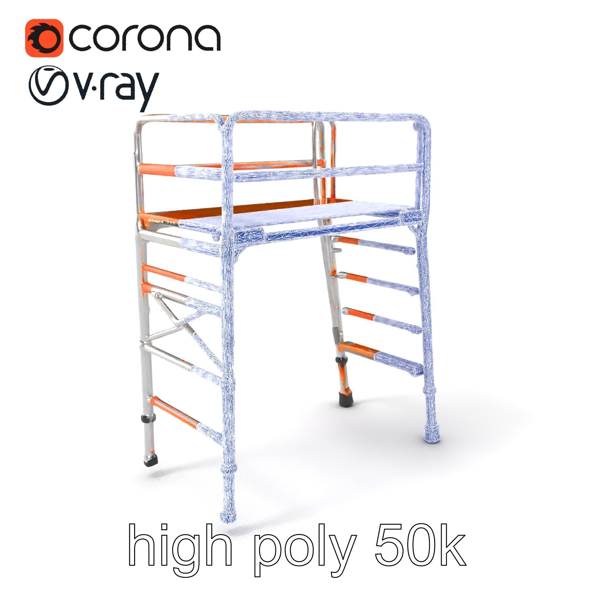 Professional Scaffold Ladder High-Load Capacity Anodized Allo... Low-poly 3D model_1