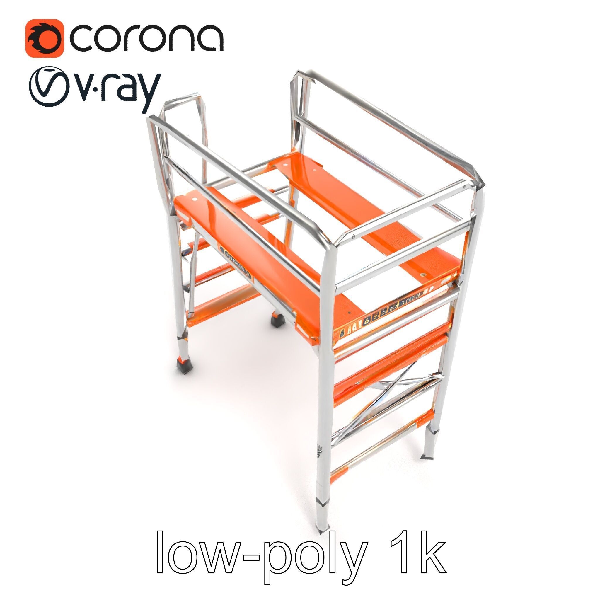 Professional Scaffold Ladder High-Load Capacity Anodized Allo... Low-poly 3D model_12