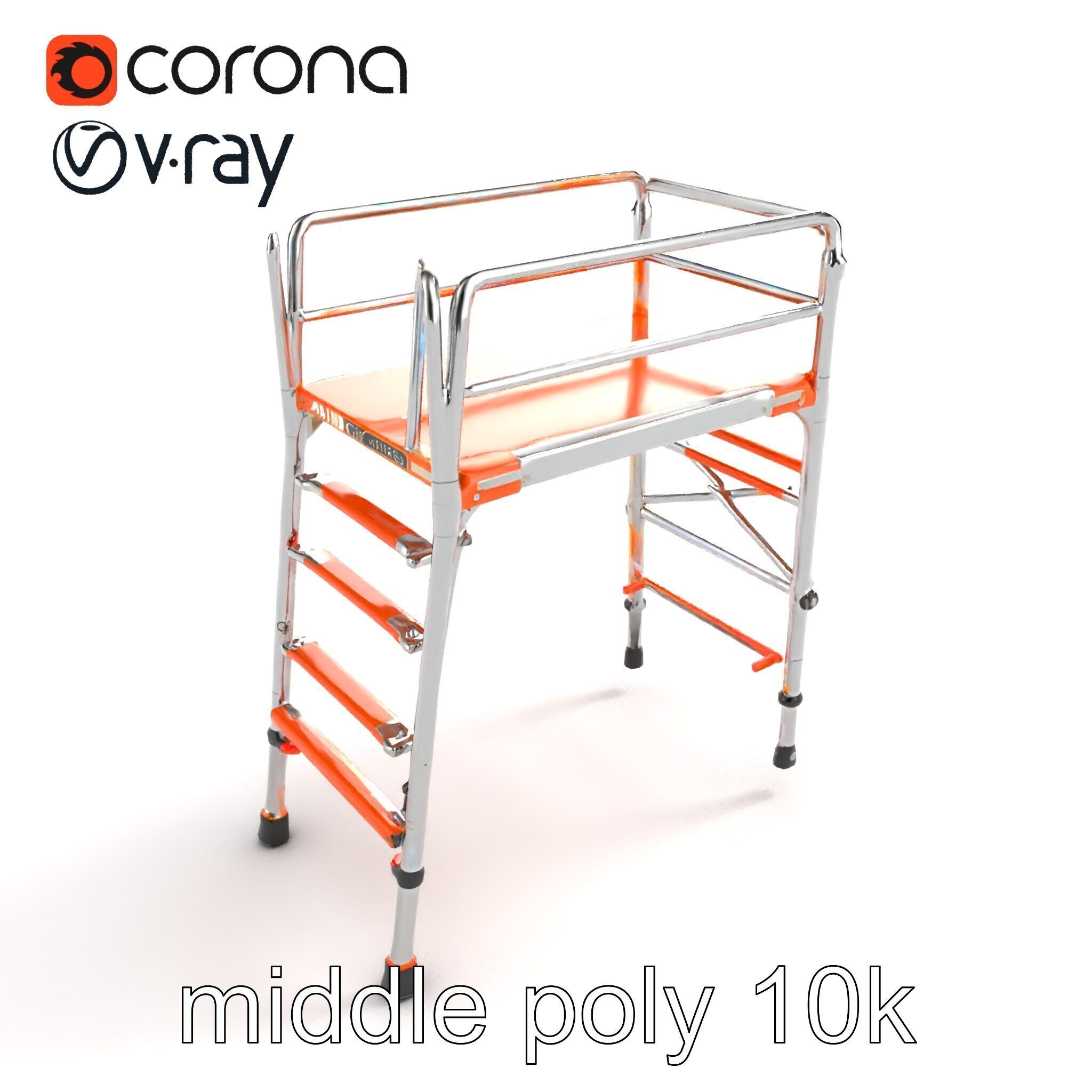 Professional Scaffold Ladder High-Load Capacity Anodized Allo... Low-poly 3D model_7