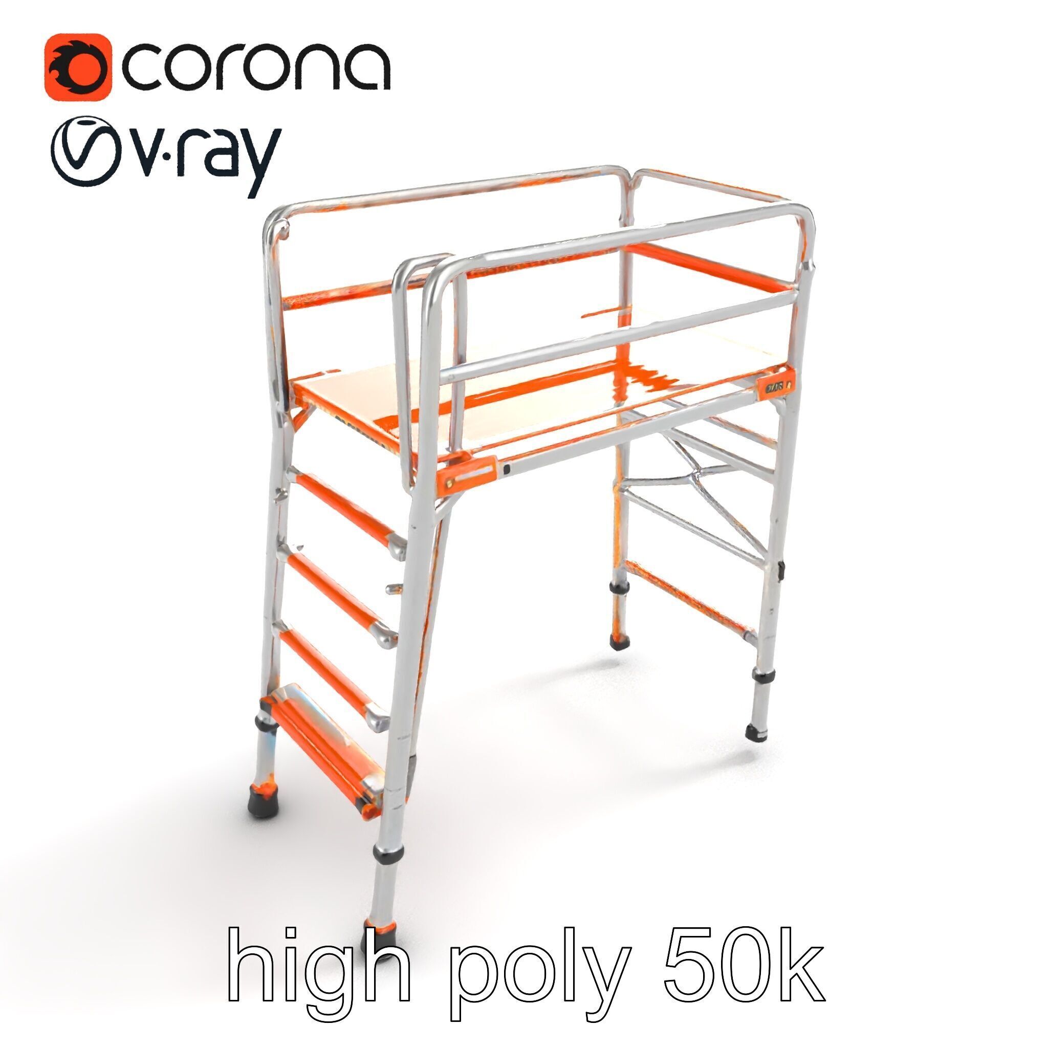 Professional Scaffold Ladder High-Load Capacity Anodized Allo... Low-poly 3D model_9