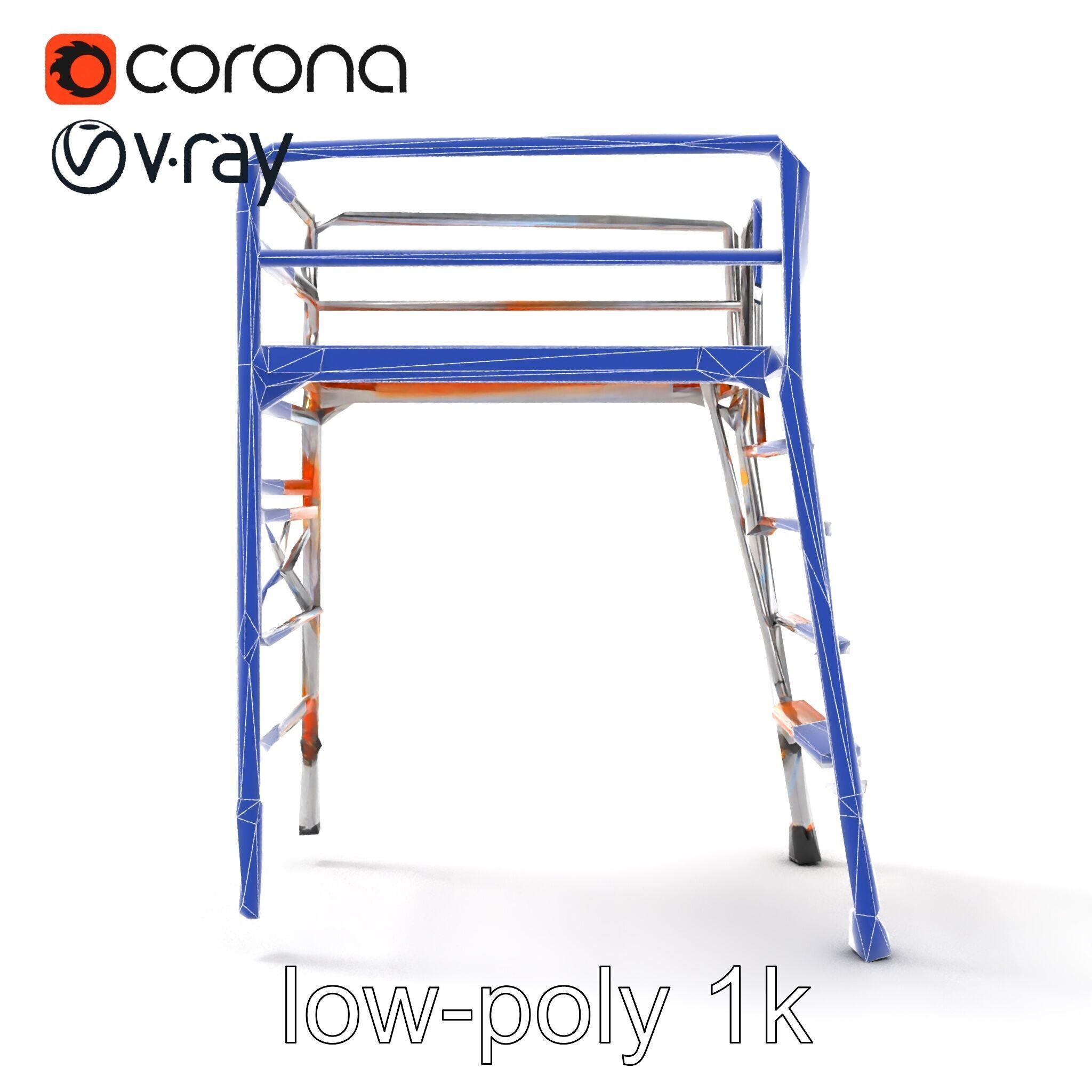 Professional Scaffold Ladder High-Load Capacity Anodized Allo... Low-poly 3D model_13