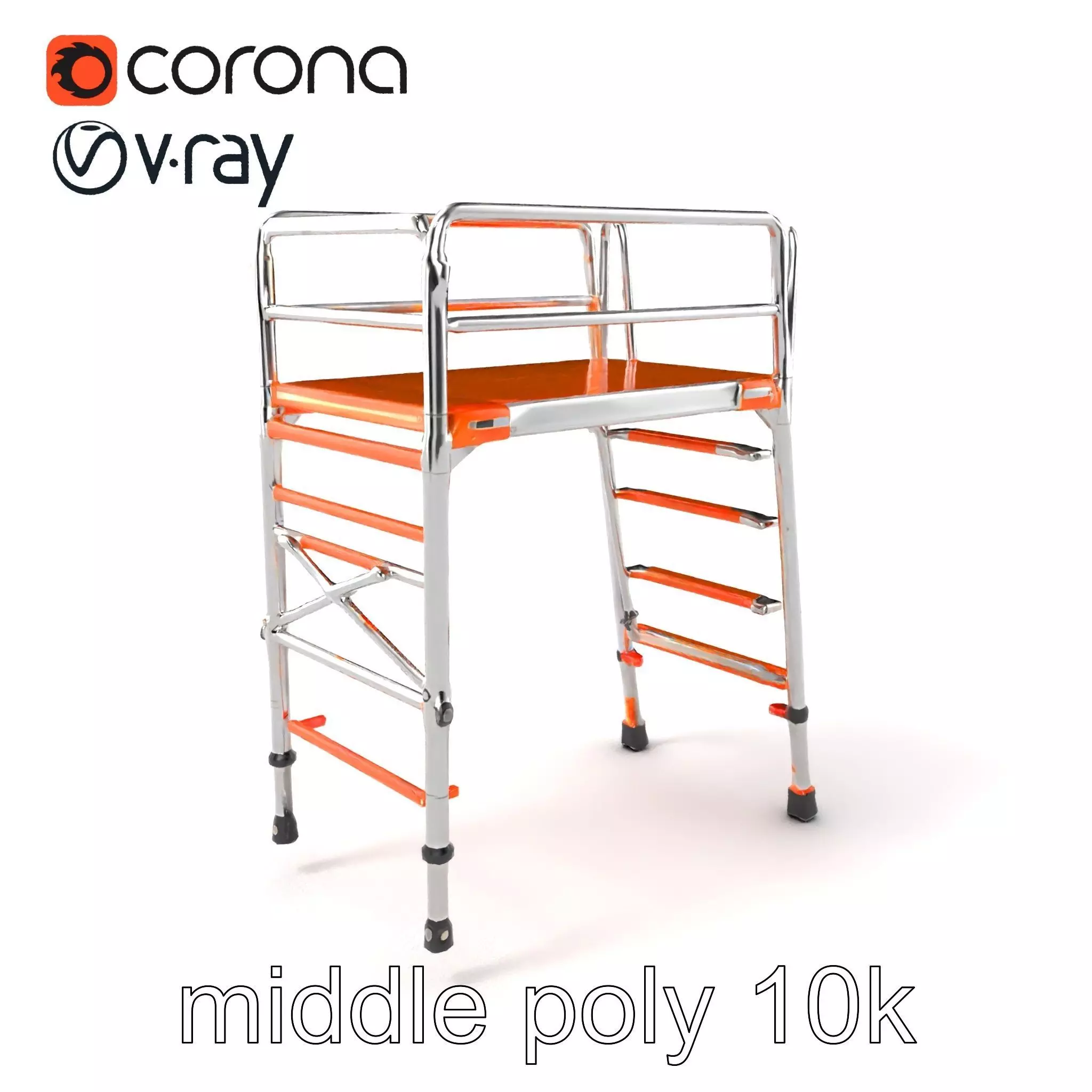Professional Scaffold Ladder High-Load Capacity Anodized Allo... Low-poly 3D model_0
