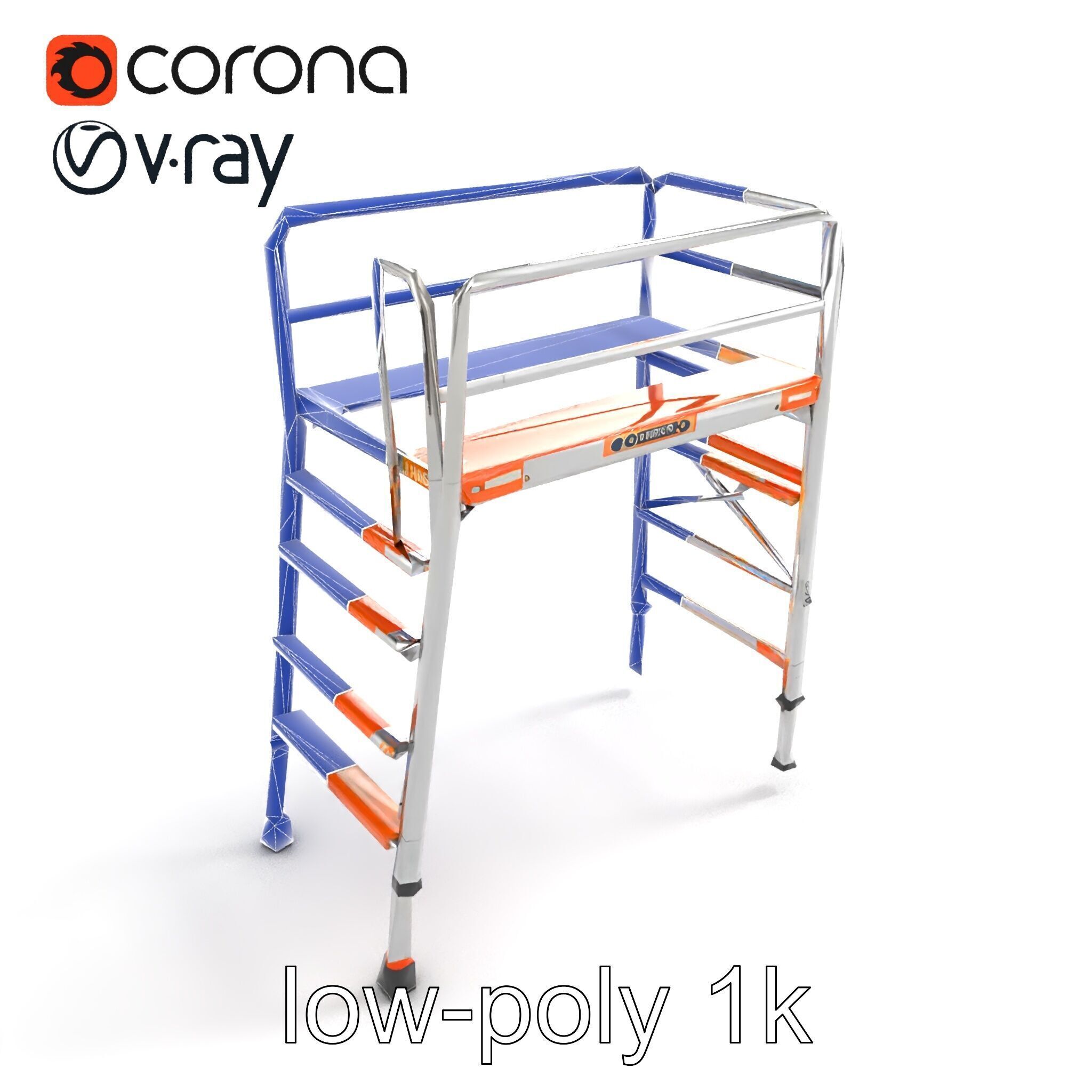 Professional Scaffold Ladder High-Load Capacity Anodized Allo... Low-poly 3D model_17