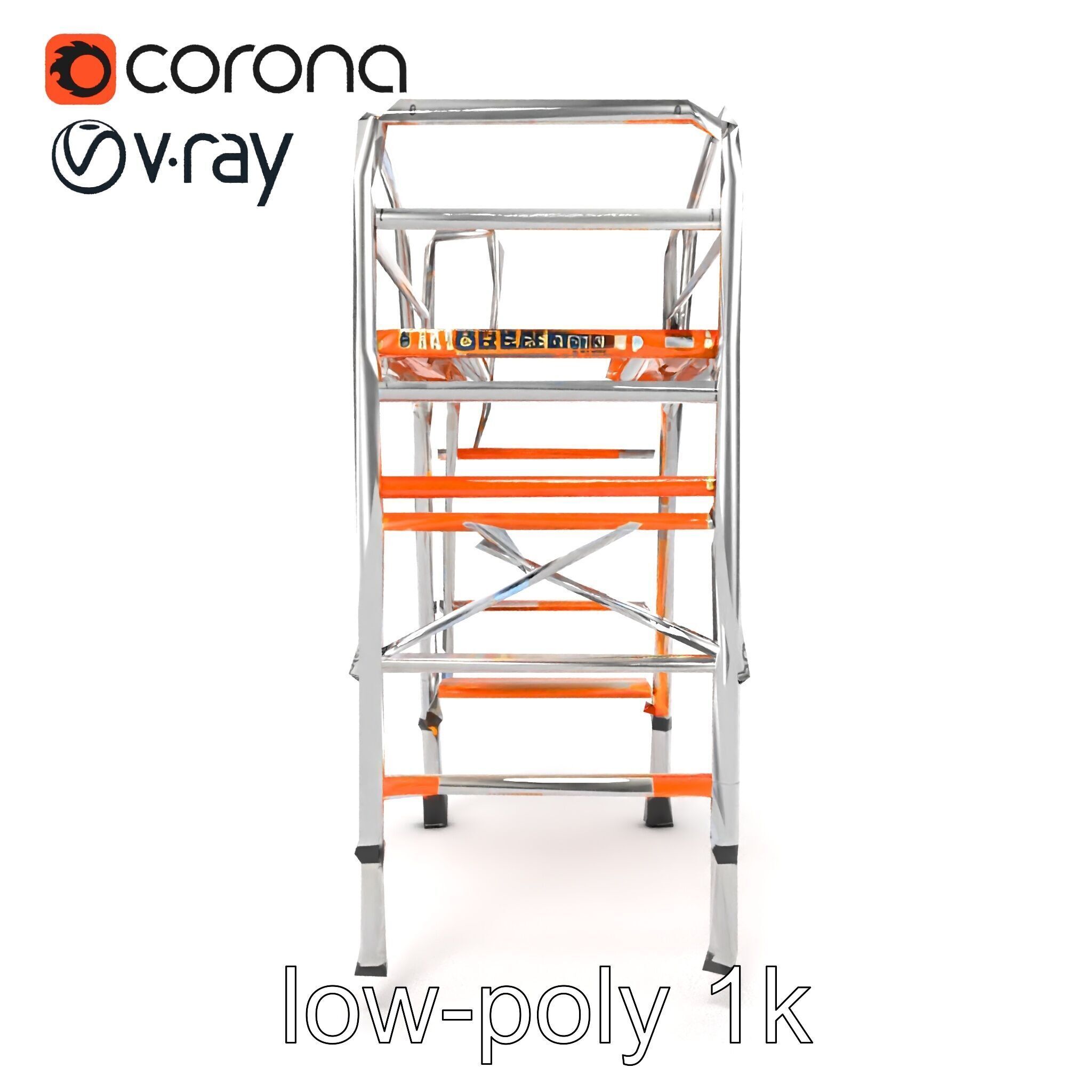 Professional Scaffold Ladder High-Load Capacity Anodized Allo... Low-poly 3D model_16
