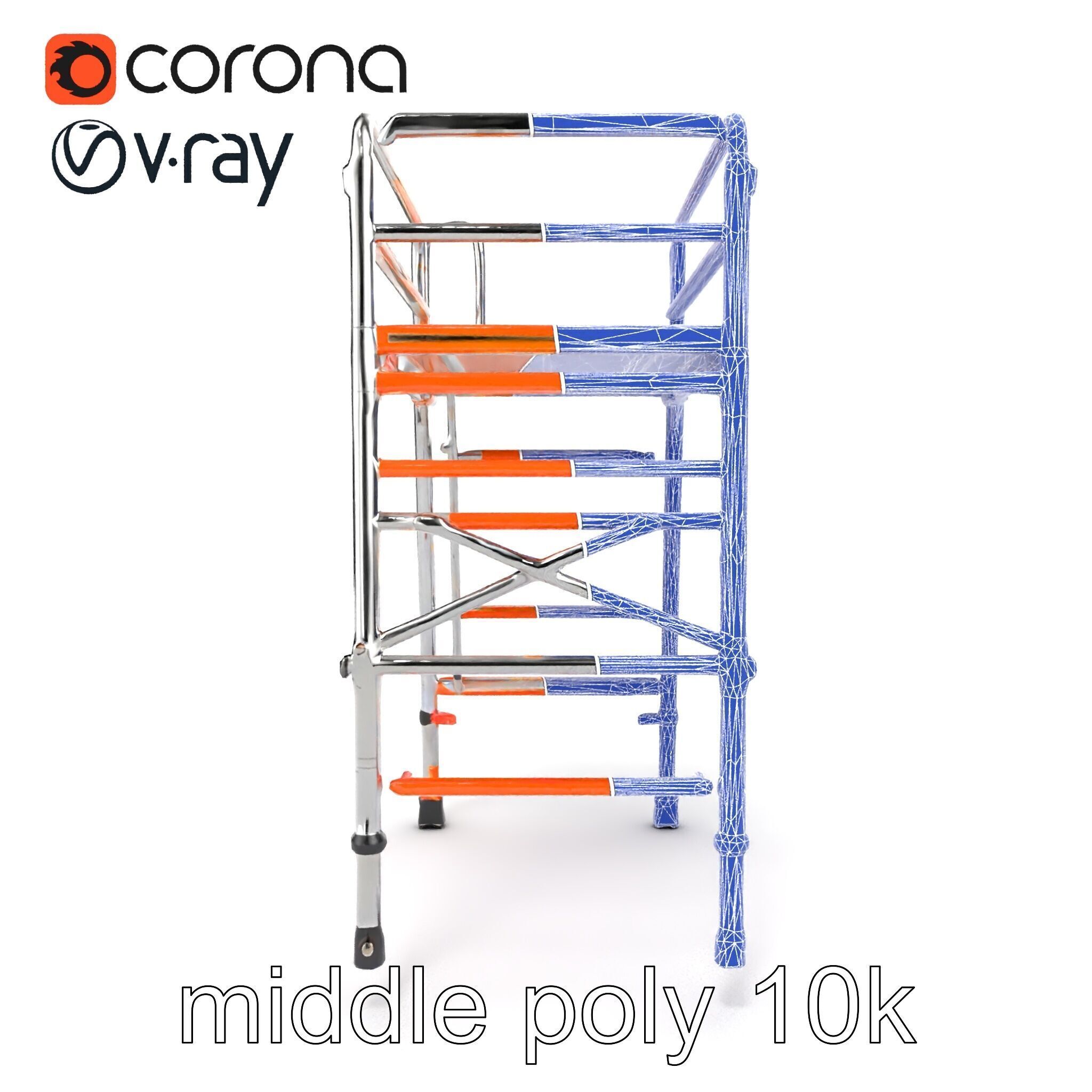 Professional Scaffold Ladder High-Load Capacity Anodized Allo... Low-poly 3D model_28