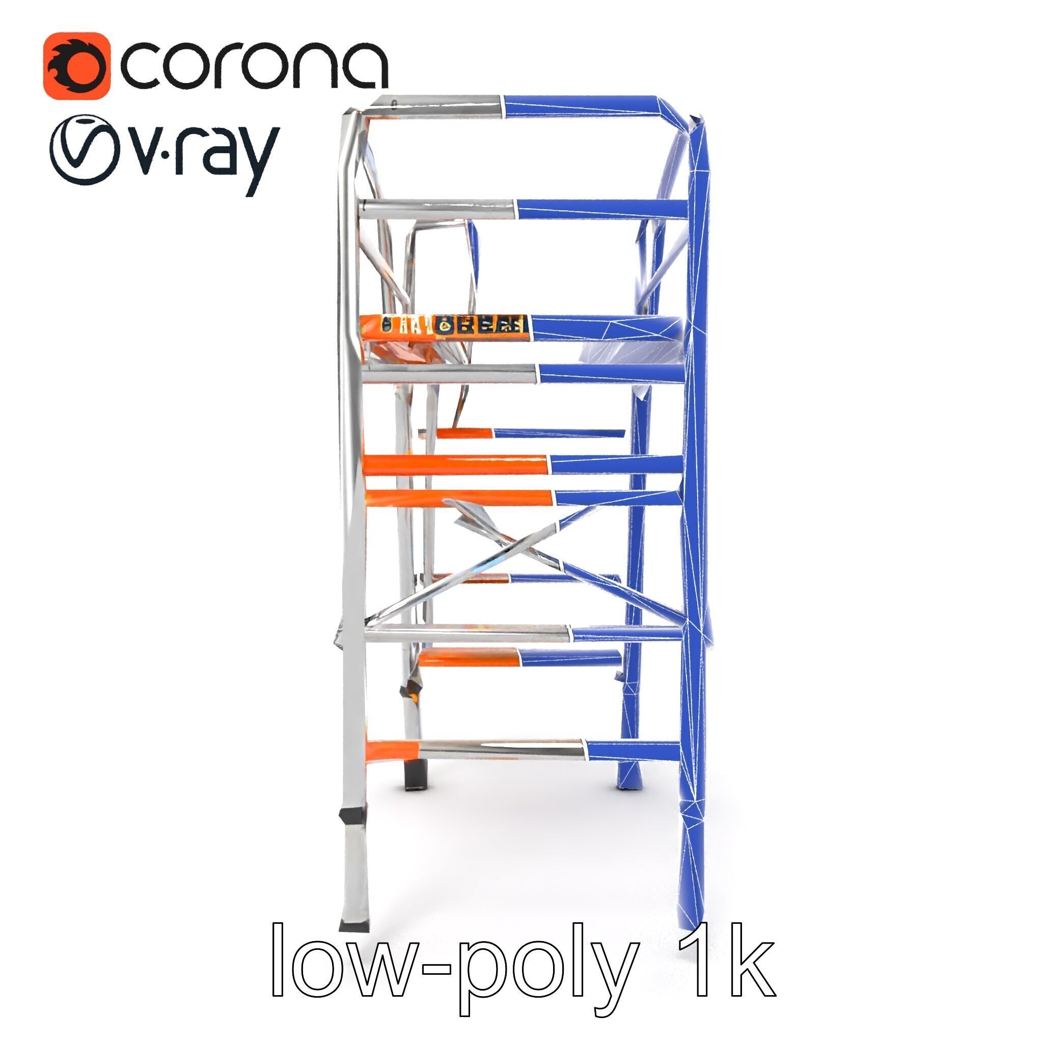 Professional Scaffold Ladder High-Load Capacity Anodized Allo... Low-poly 3D model_26