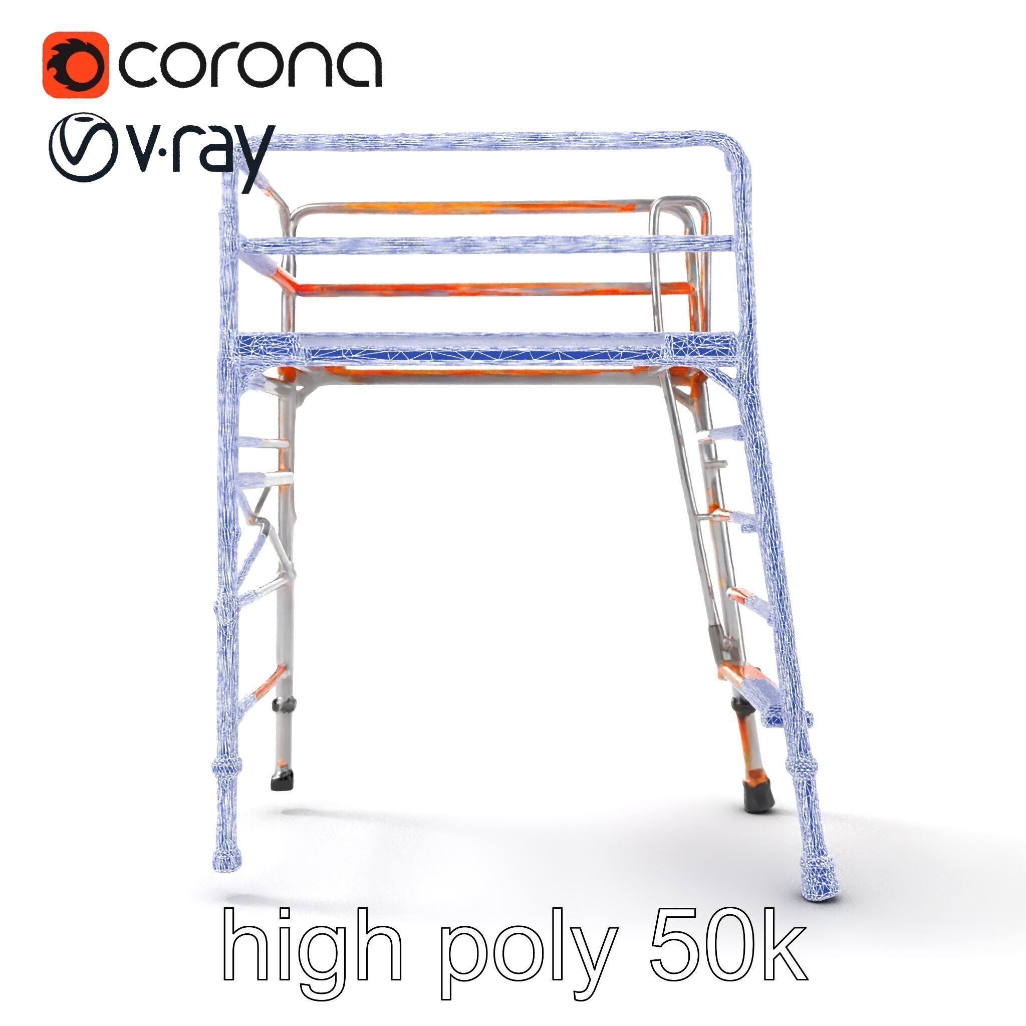 Professional Scaffold Ladder High-Load Capacity Anodized Allo... Low-poly 3D model_27