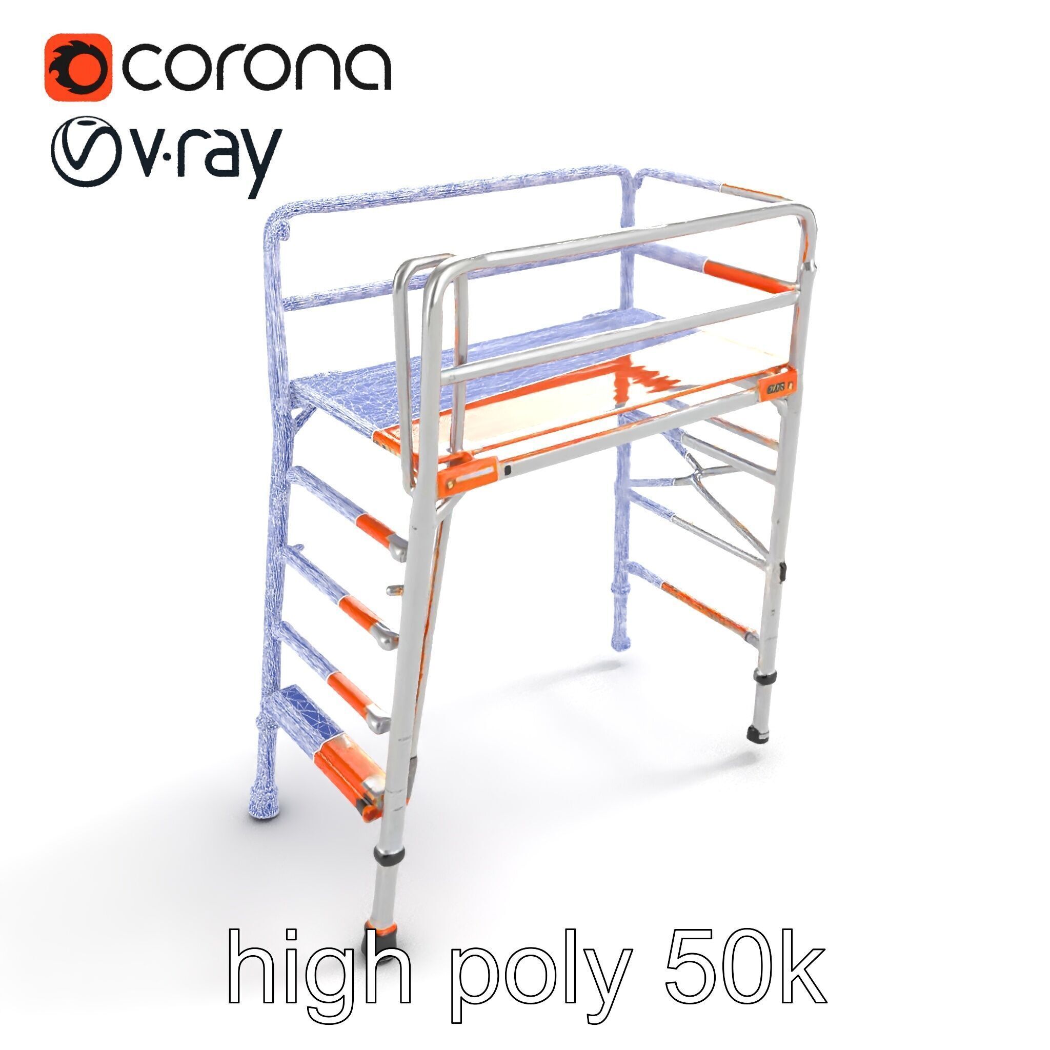 Professional Scaffold Ladder High-Load Capacity Anodized Allo... Low-poly 3D model_21