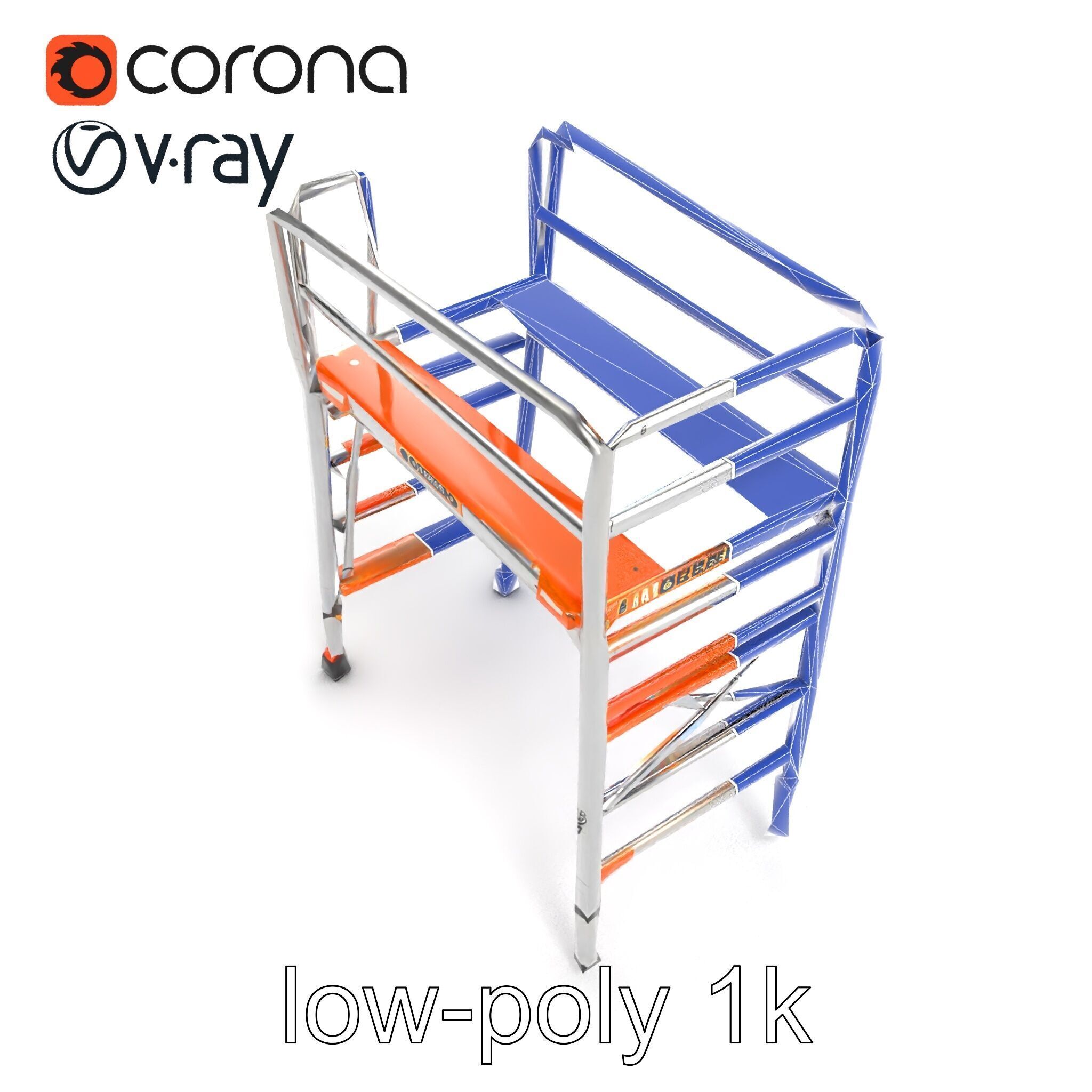 Professional Scaffold Ladder High-Load Capacity Anodized Allo... Low-poly 3D model_14