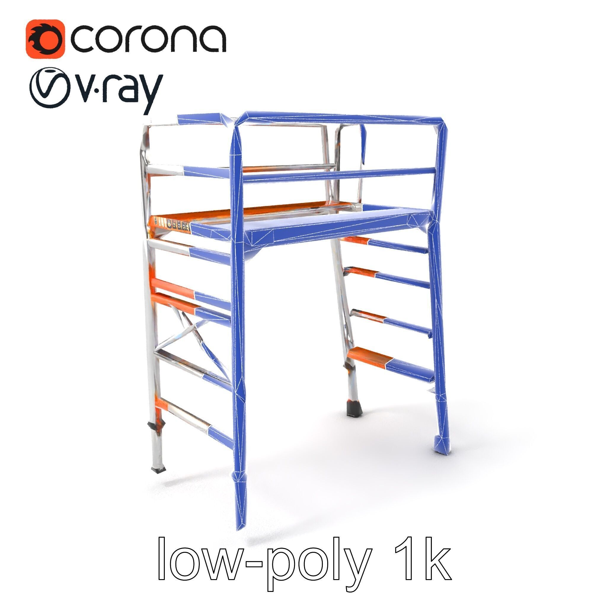Professional Scaffold Ladder High-Load Capacity Anodized Allo... Low-poly 3D model_6