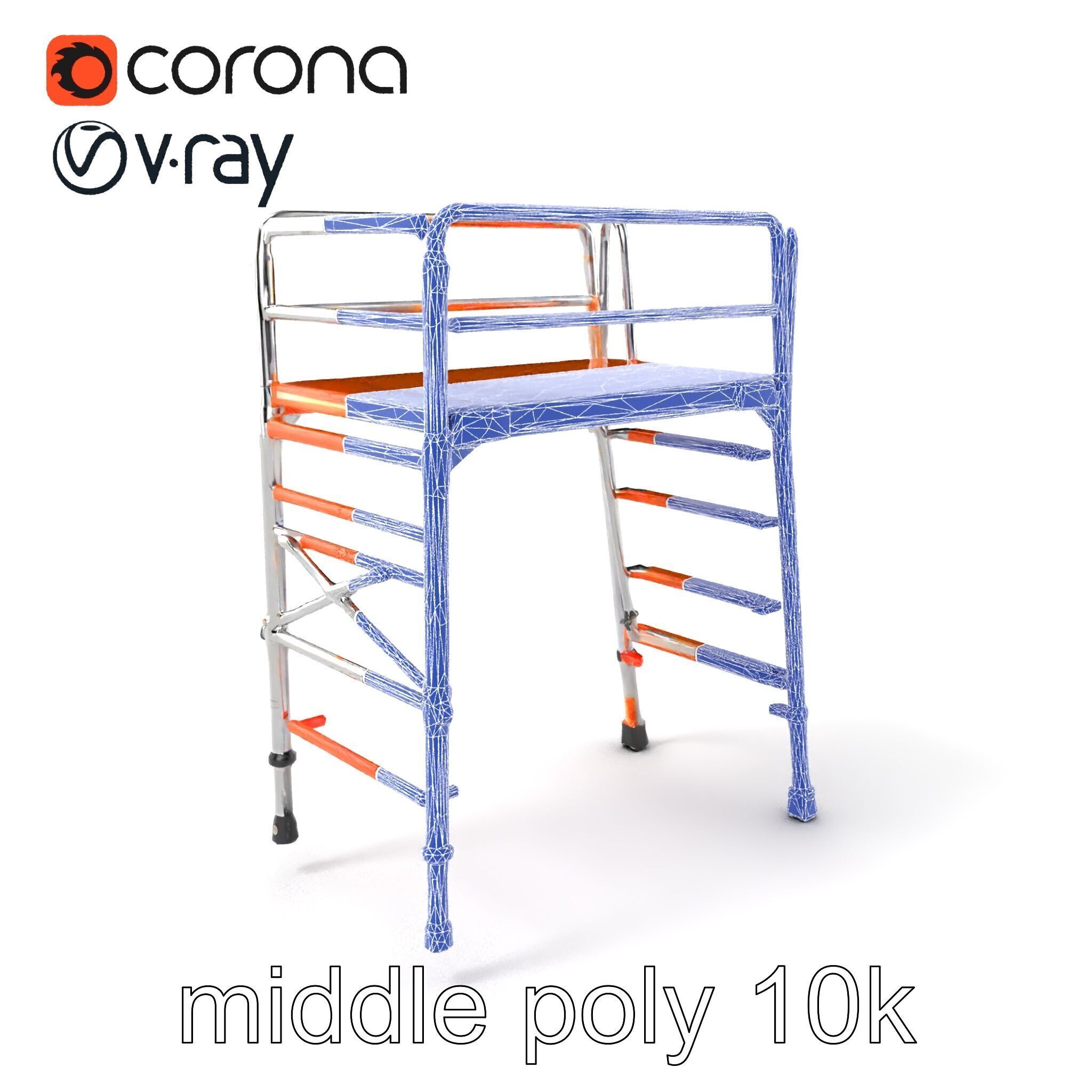 Professional Scaffold Ladder High-Load Capacity Anodized Allo... Low-poly 3D model_5