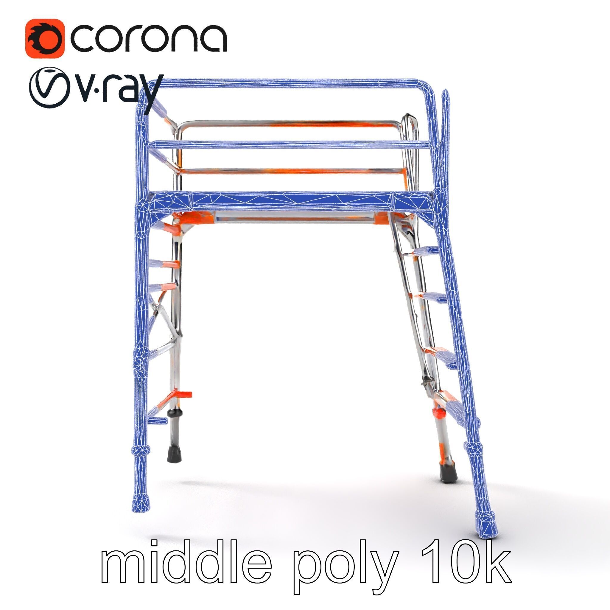 Professional Scaffold Ladder High-Load Capacity Anodized Allo... Low-poly 3D model_18