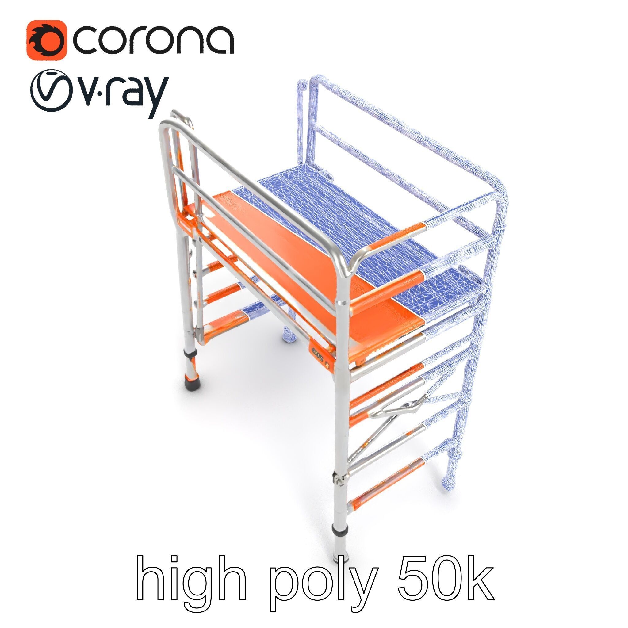 Professional Scaffold Ladder High-Load Capacity Anodized Allo... Low-poly 3D model_29
