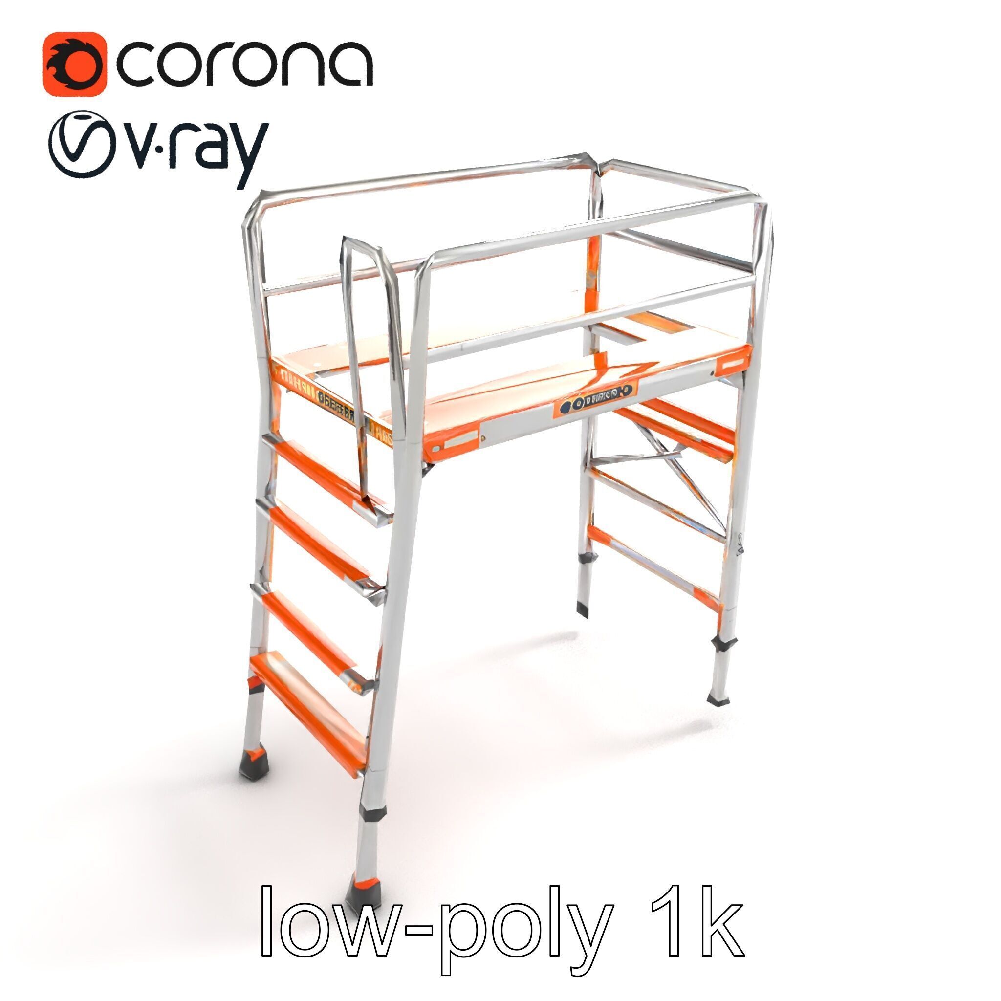 Professional Scaffold Ladder High-Load Capacity Anodized Allo... Low-poly 3D model_8