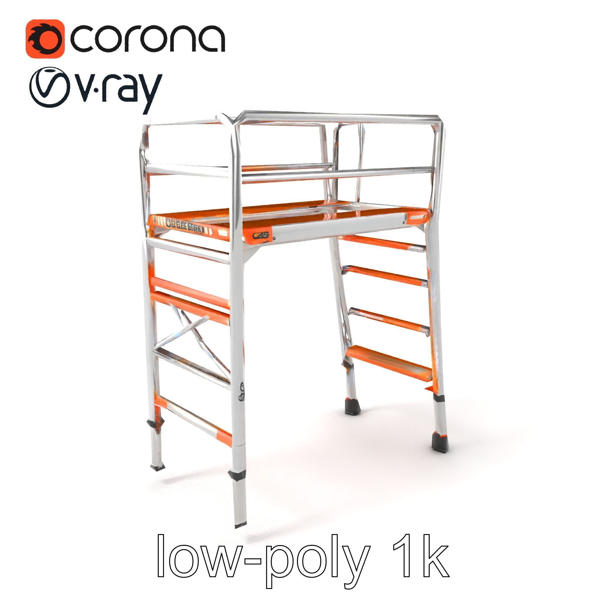 Professional Scaffold Ladder High-Load Capacity Anodized Allo... Low-poly 3D model_4