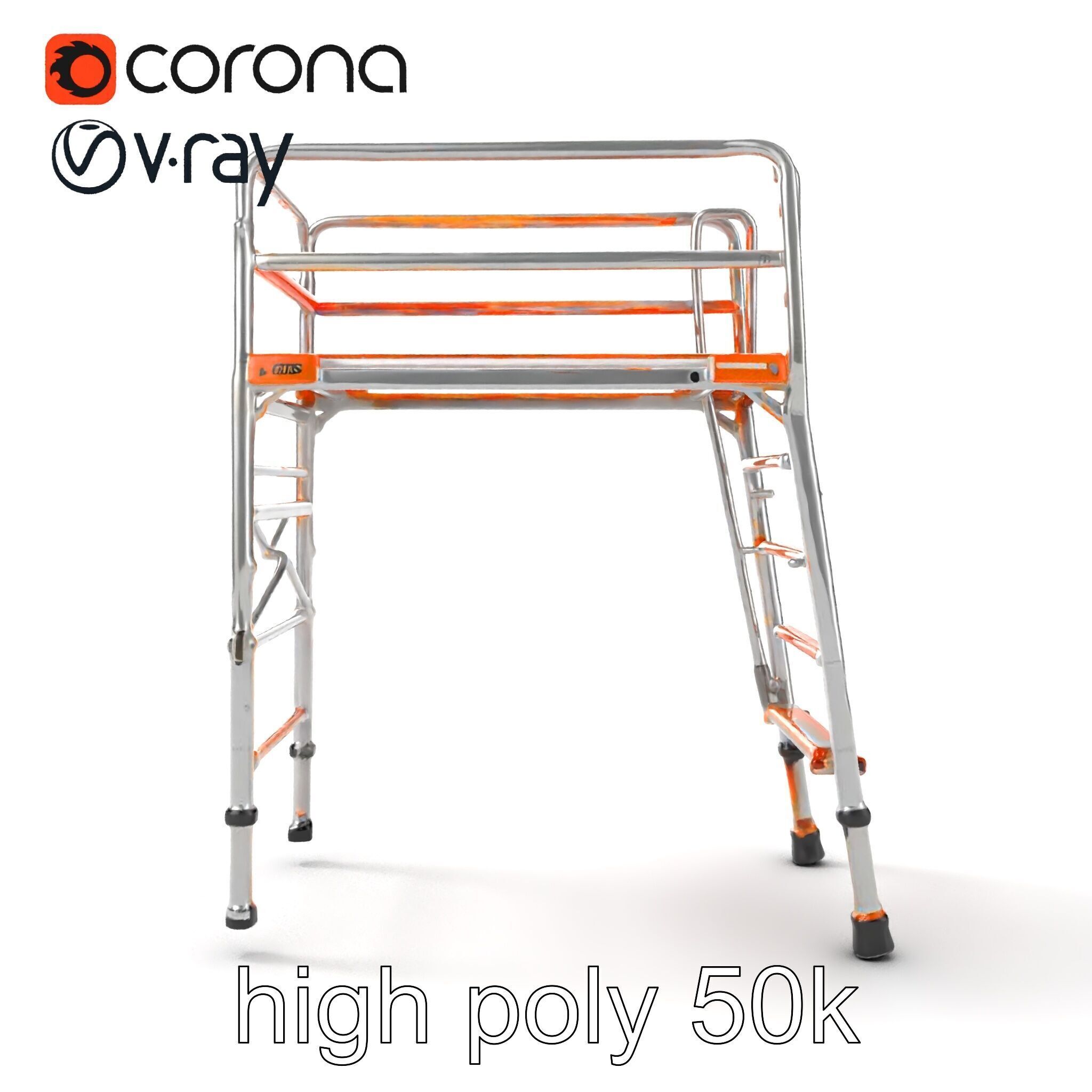 Professional Scaffold Ladder High-Load Capacity Anodized Allo... Low-poly 3D model_22