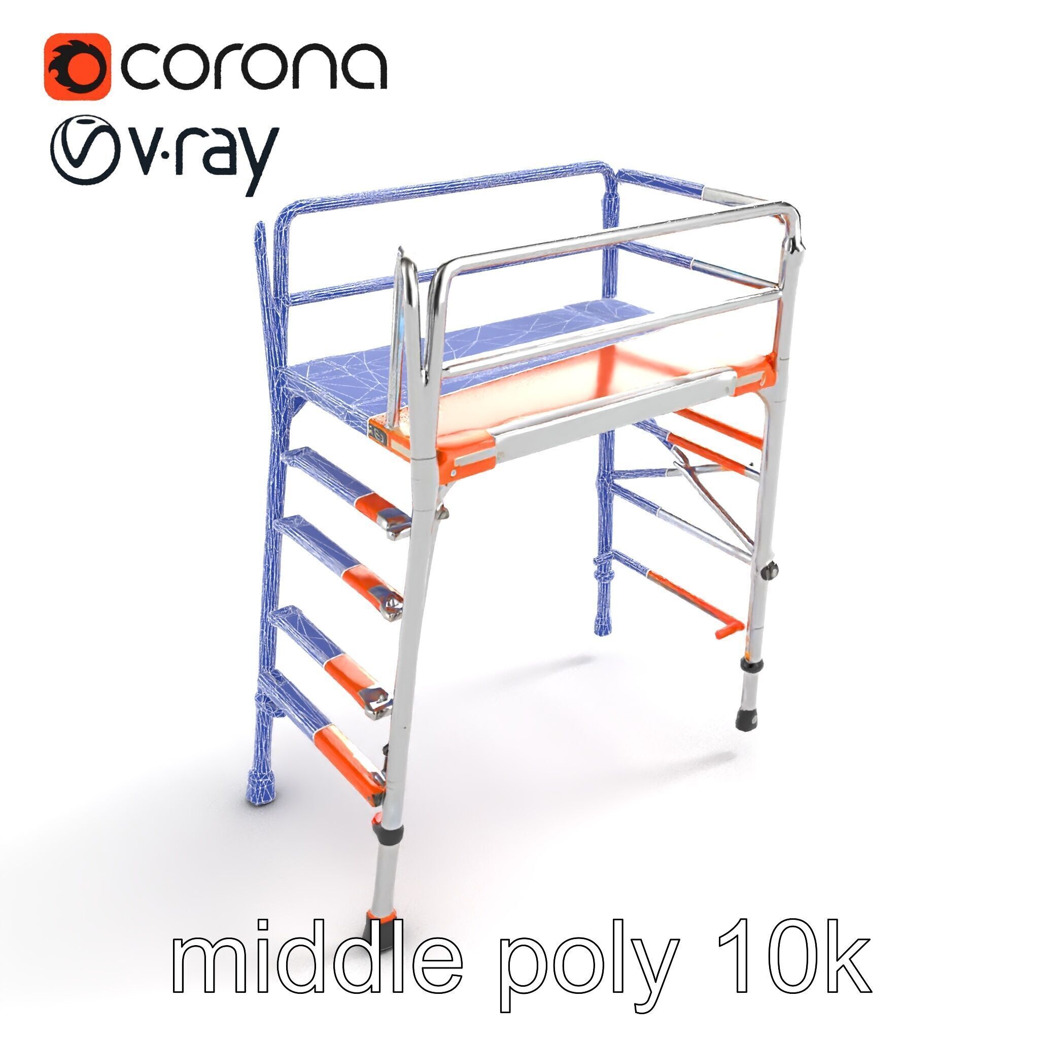Professional Scaffold Ladder High-Load Capacity Anodized Allo... Low-poly 3D model_10
