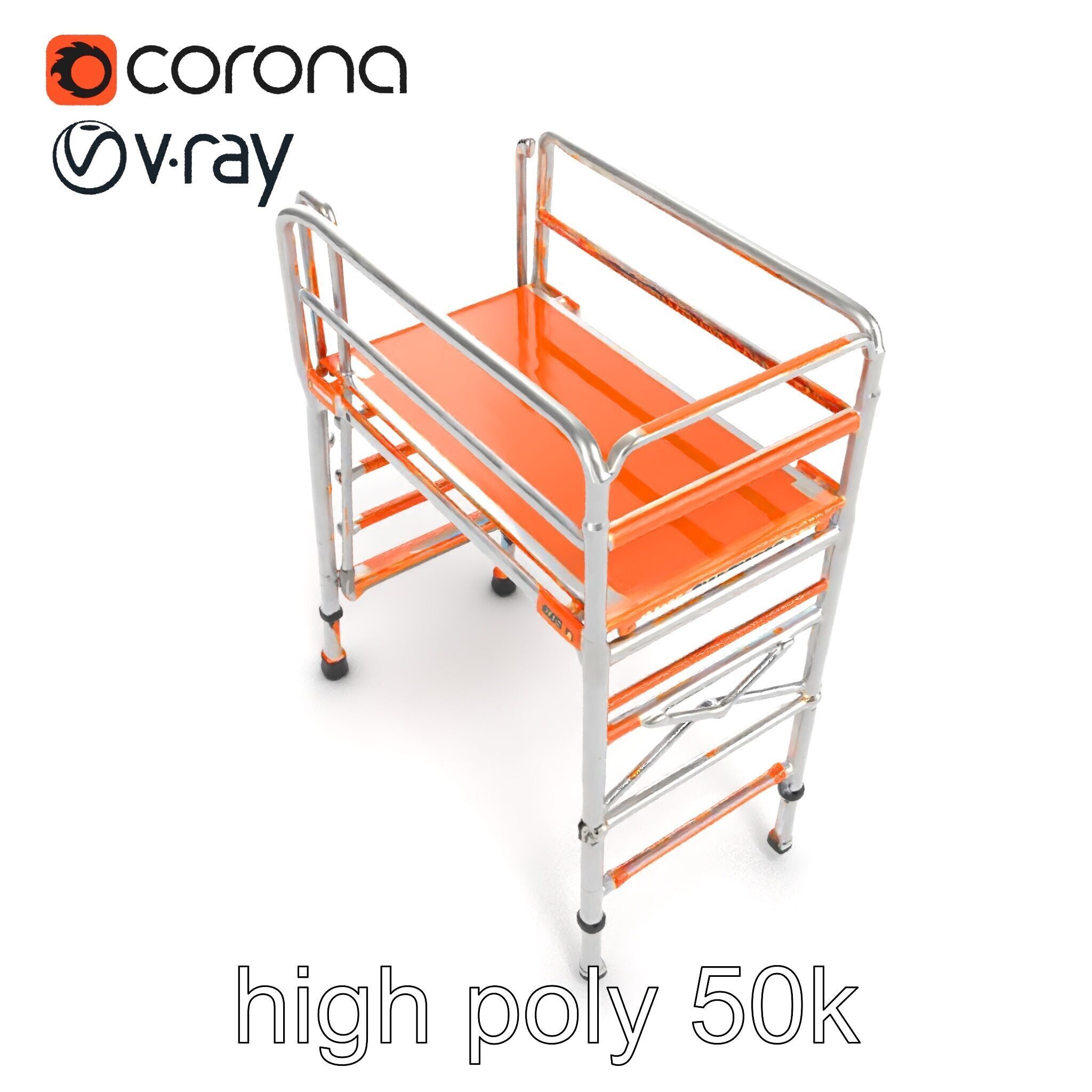 Professional Scaffold Ladder High-Load Capacity Anodized Allo... Low-poly 3D model_11