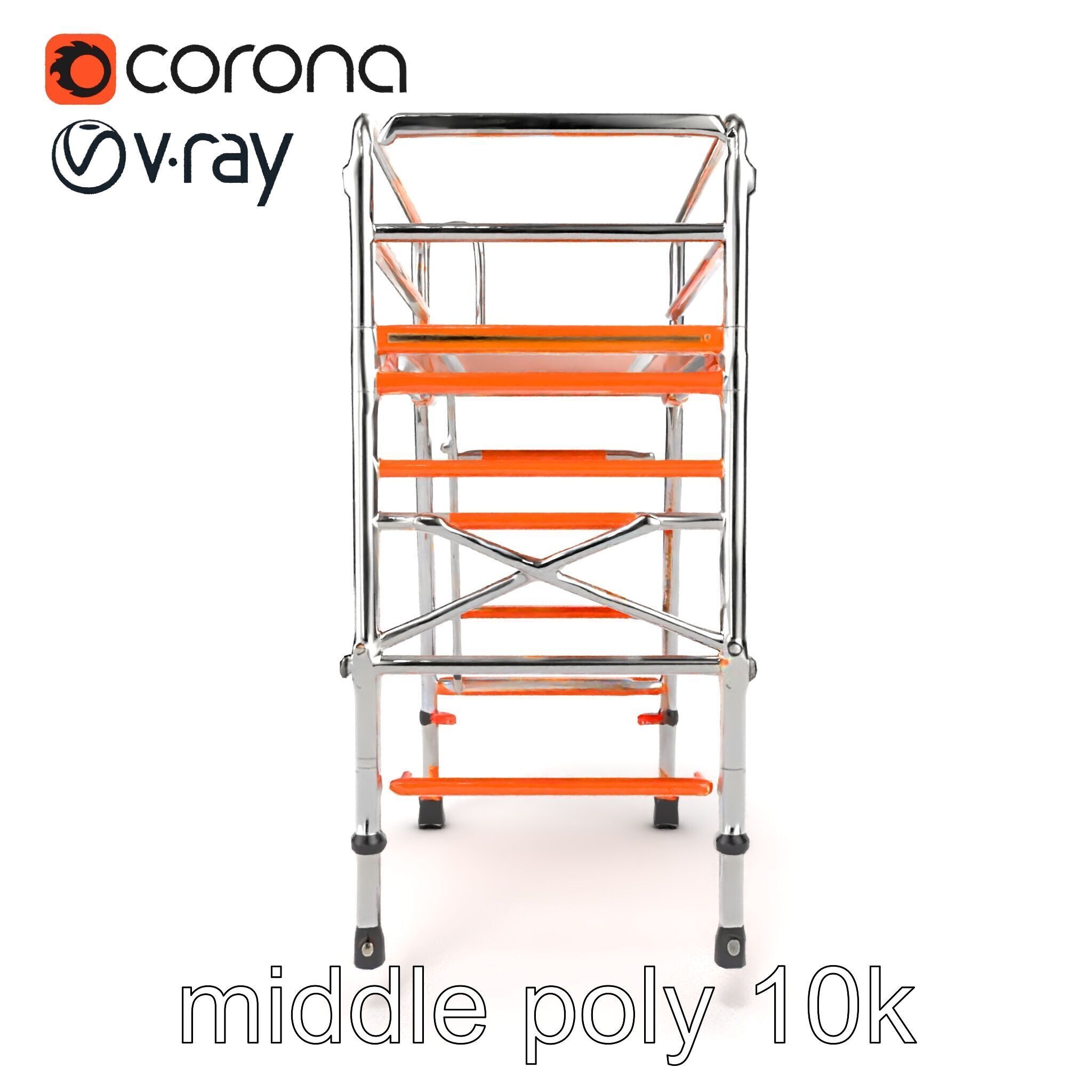Professional Scaffold Ladder High-Load Capacity Anodized Allo... Low-poly 3D model_25