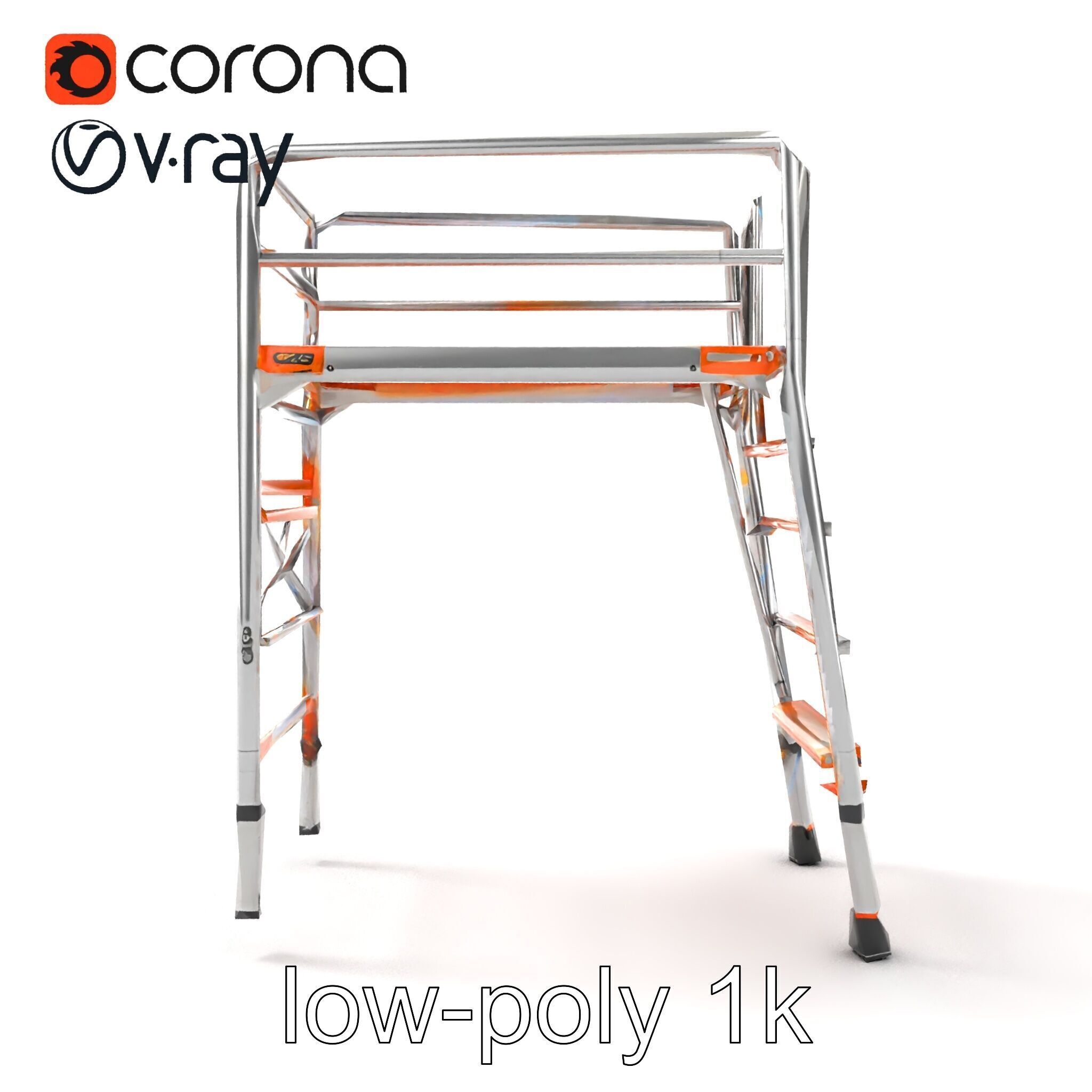 Professional Scaffold Ladder High-Load Capacity Anodized Allo... Low-poly 3D model_23