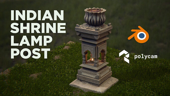 Indian Shrine Lamp Post 3D model