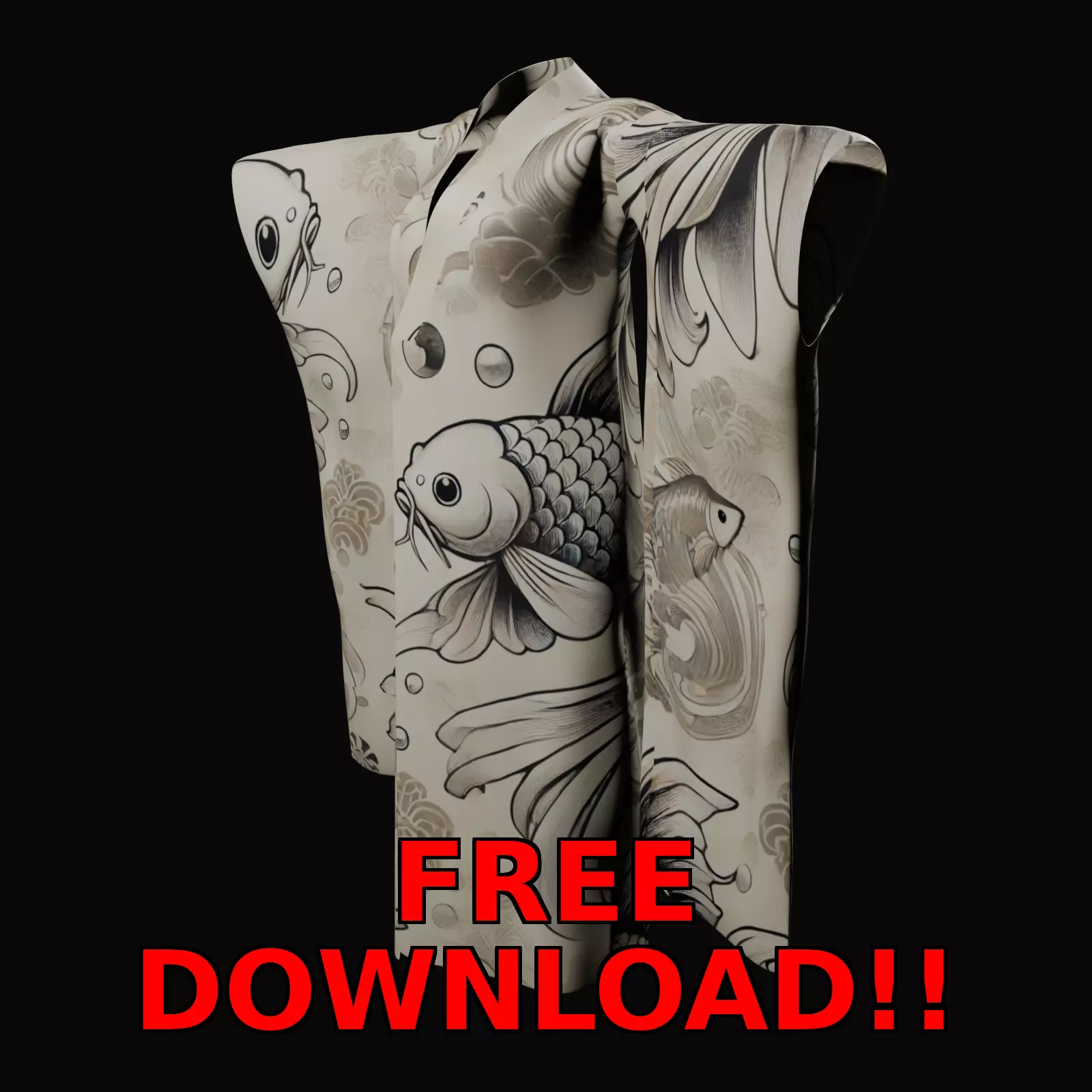 Free Japanese Kimono 3D Model with 10 Traditional Patterns Vol 4 Free 3D model_0