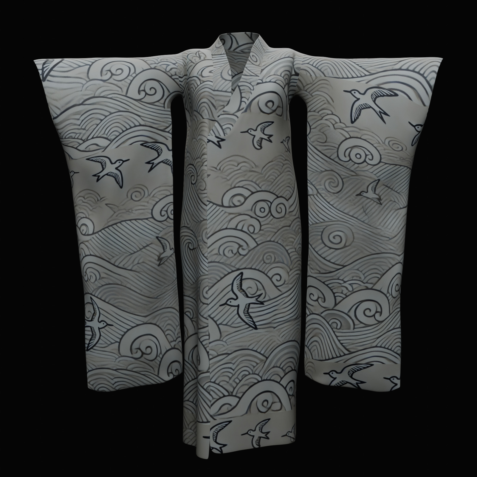 Free Japanese Kimono 3D Model with 10 Traditional Patterns Vol 5 Free 3D model_4
