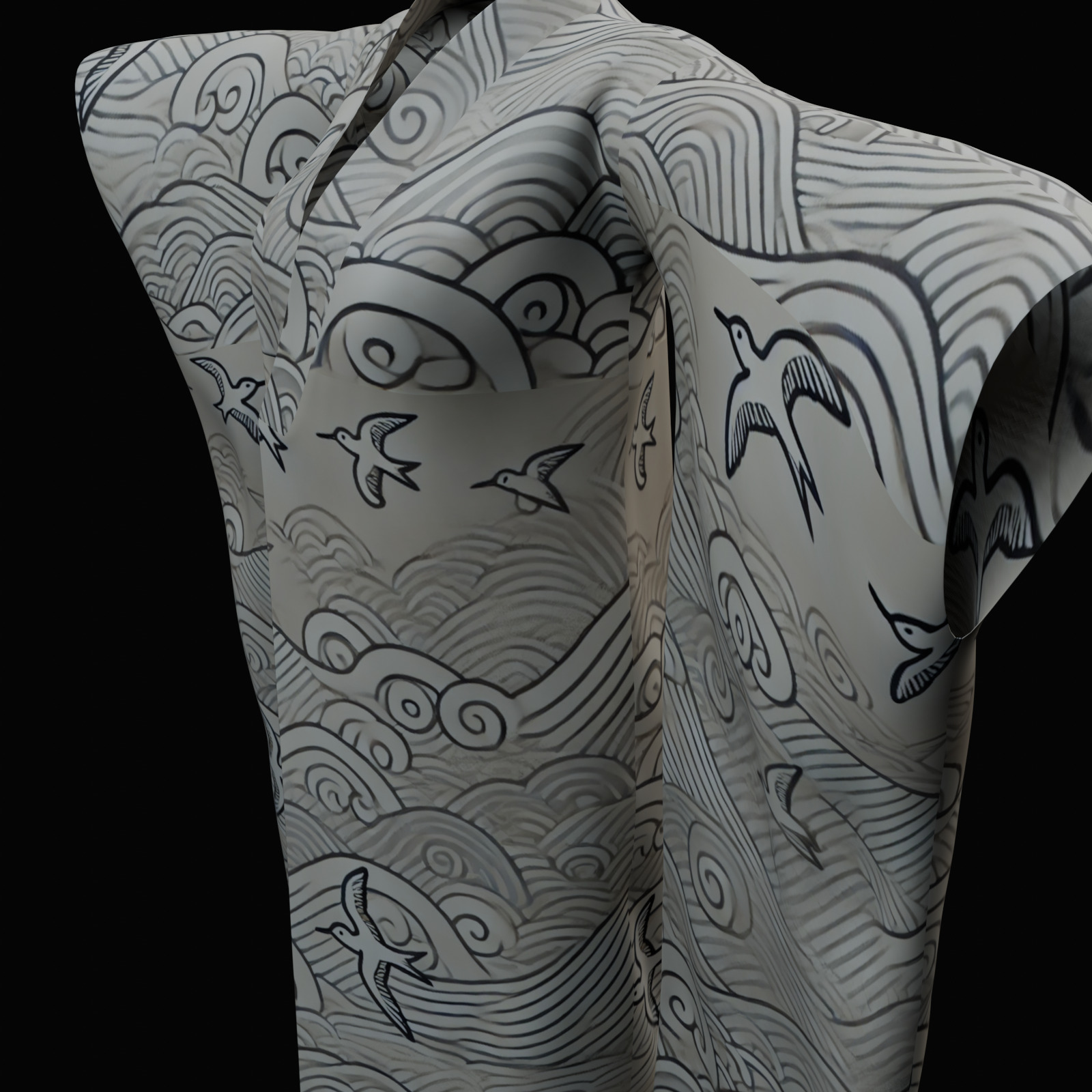 Free Japanese Kimono 3D Model with 10 Traditional Patterns Vol 5 Free 3D model_2