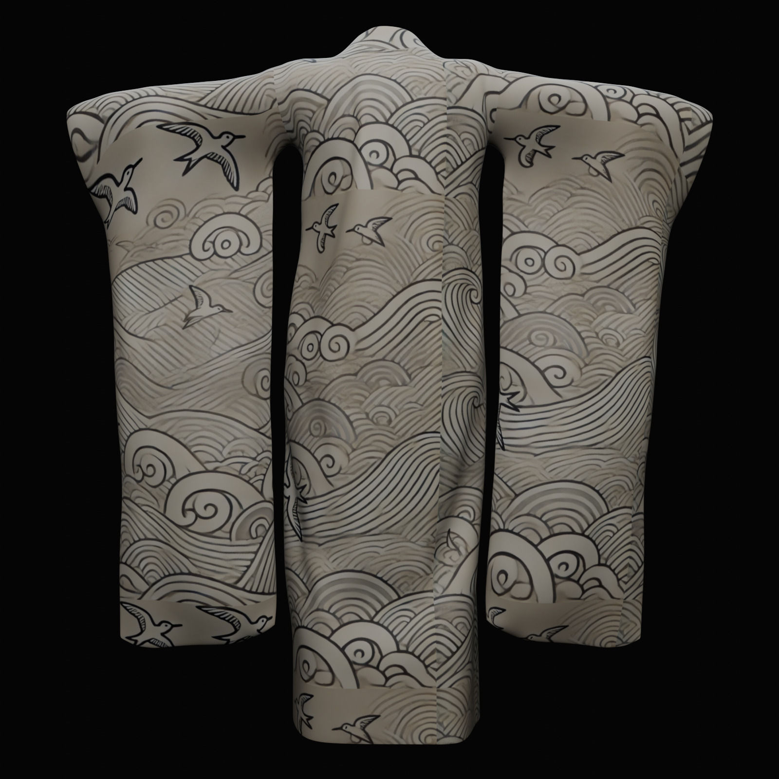 Free Japanese Kimono 3D Model with 10 Traditional Patterns Vol 5 Free 3D model_3
