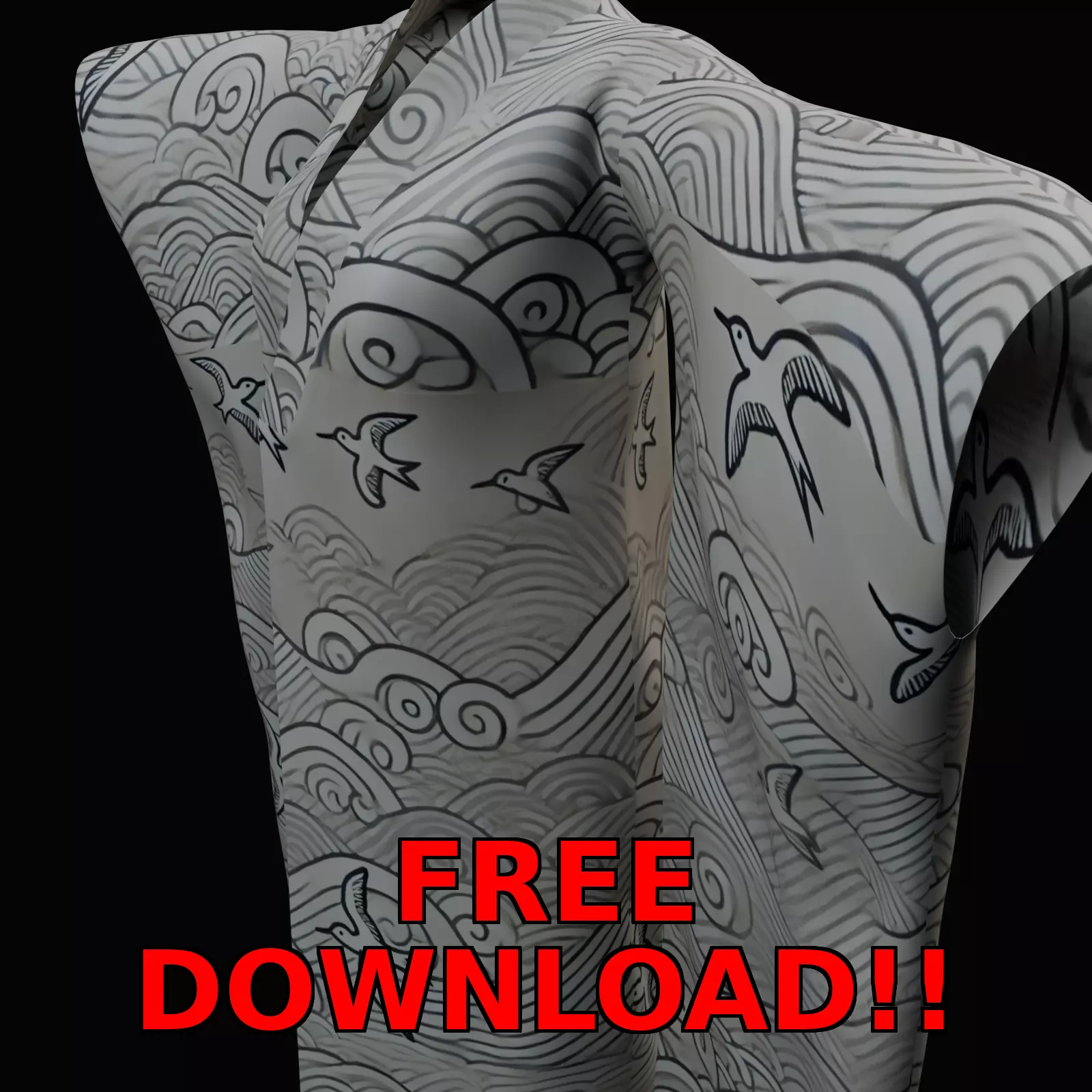 Free Japanese Kimono 3D Model with 10 Traditional Patterns Vol 5 Free 3D model_0