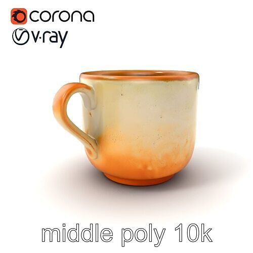 Rustic Farmhouse Tea Cup model pack Low-poly 3D model
