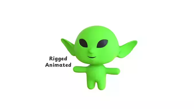 Low-Poly Cartoon Alien 03 Animated 