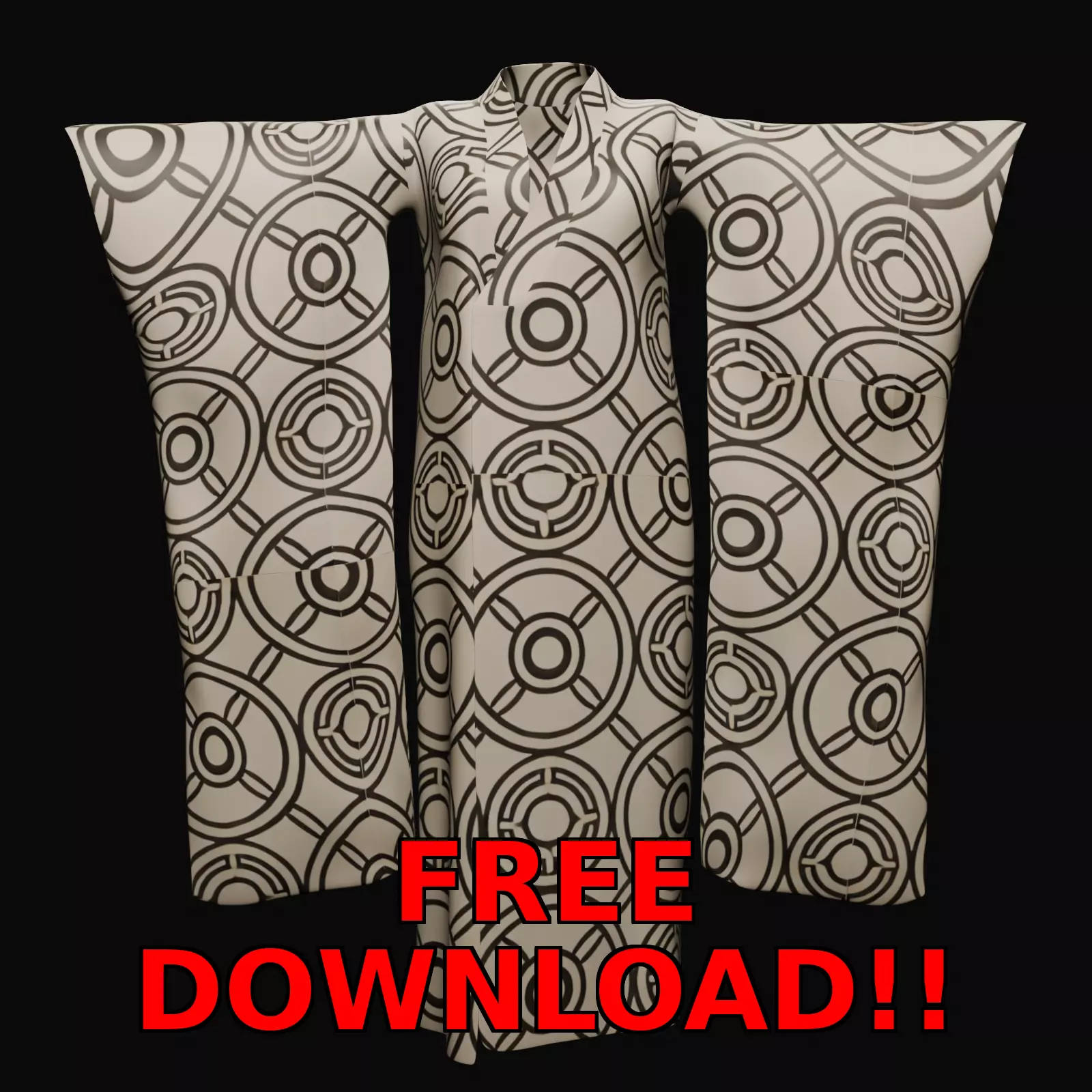 Free Japanese Kimono 3D Model with 10 Traditional Patterns Vol 6 Free 3D model_0