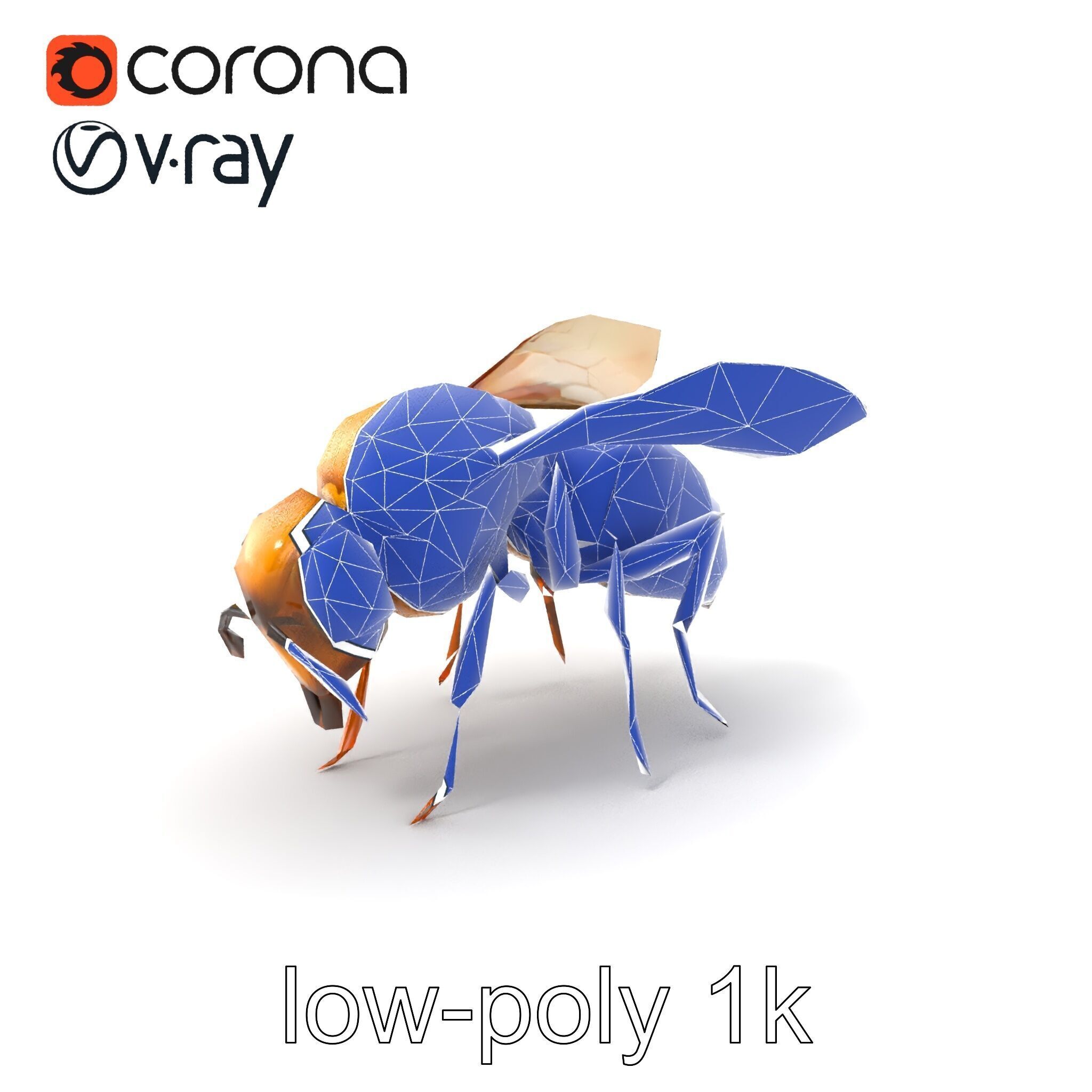 Dwarf Bee Intricate Detail Model Pack Low-poly 3D model_6