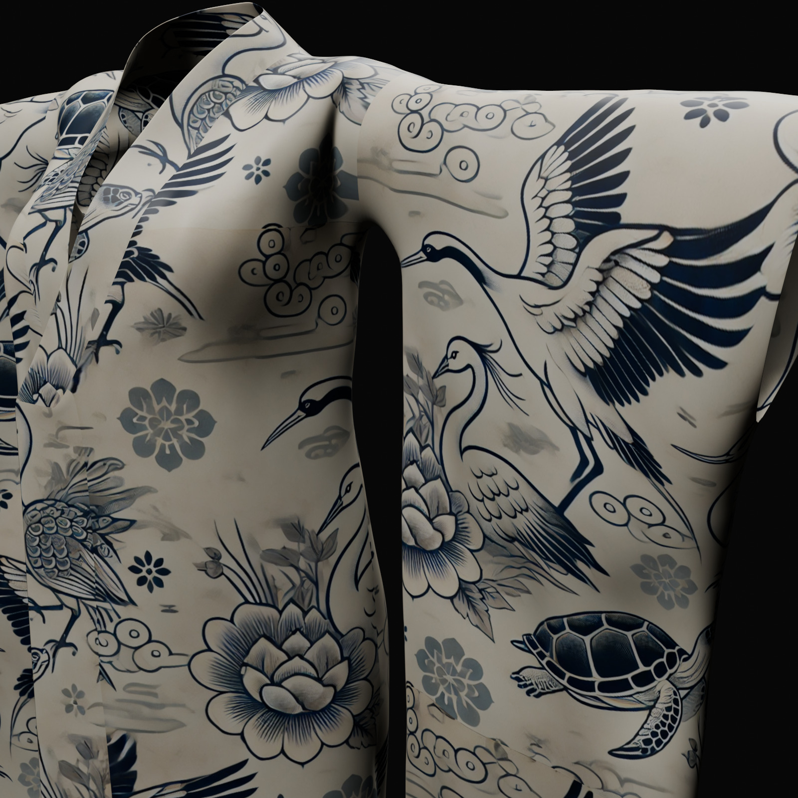 Free Japanese Kimono 3D Model with 10 Traditional Patterns Vol 7 Free 3D model_3