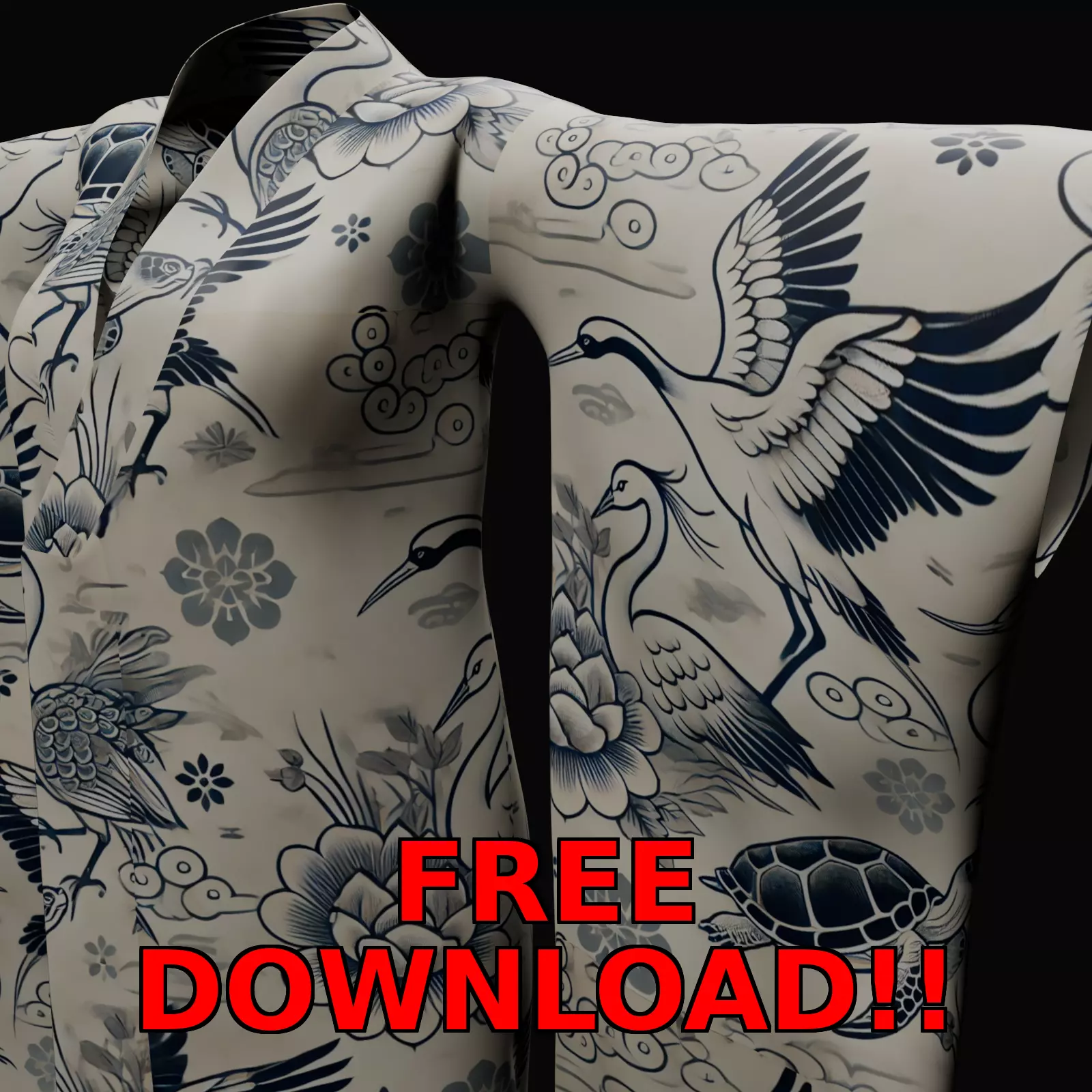 Free Japanese Kimono 3D Model with 10 Traditional Patterns Vol 7 Free 3D model_0