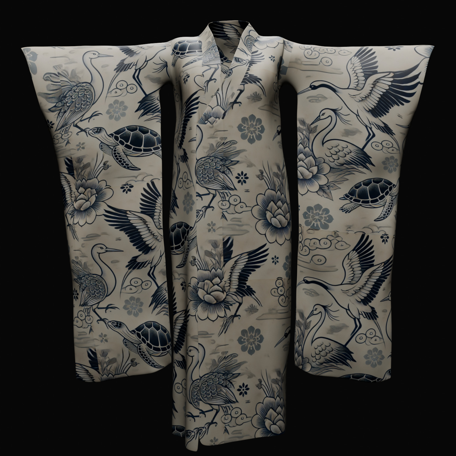 Free Japanese Kimono 3D Model with 10 Traditional Patterns Vol 7 Free 3D model_1