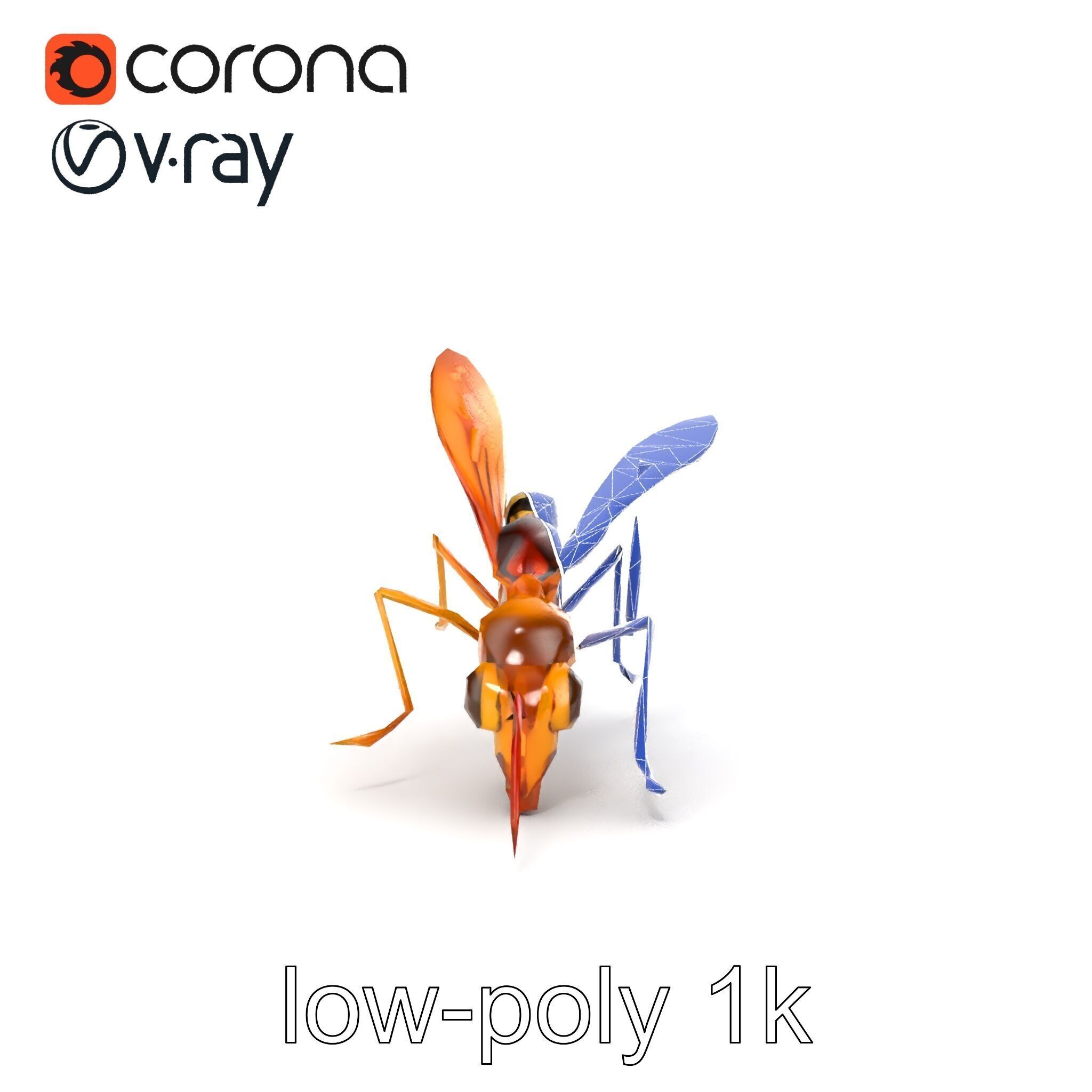 Ichneumon Wasp Anatomical Precision 3D Model Pack Low-poly 3D model_12